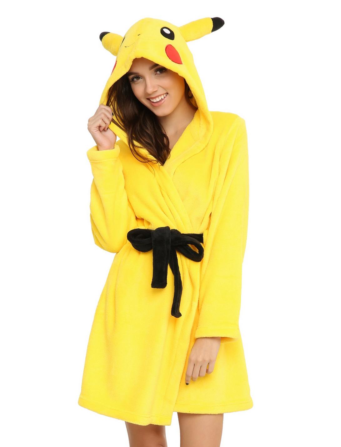 Pokemon Pikachu Girls Hooded Robe, BLACK, hi-res