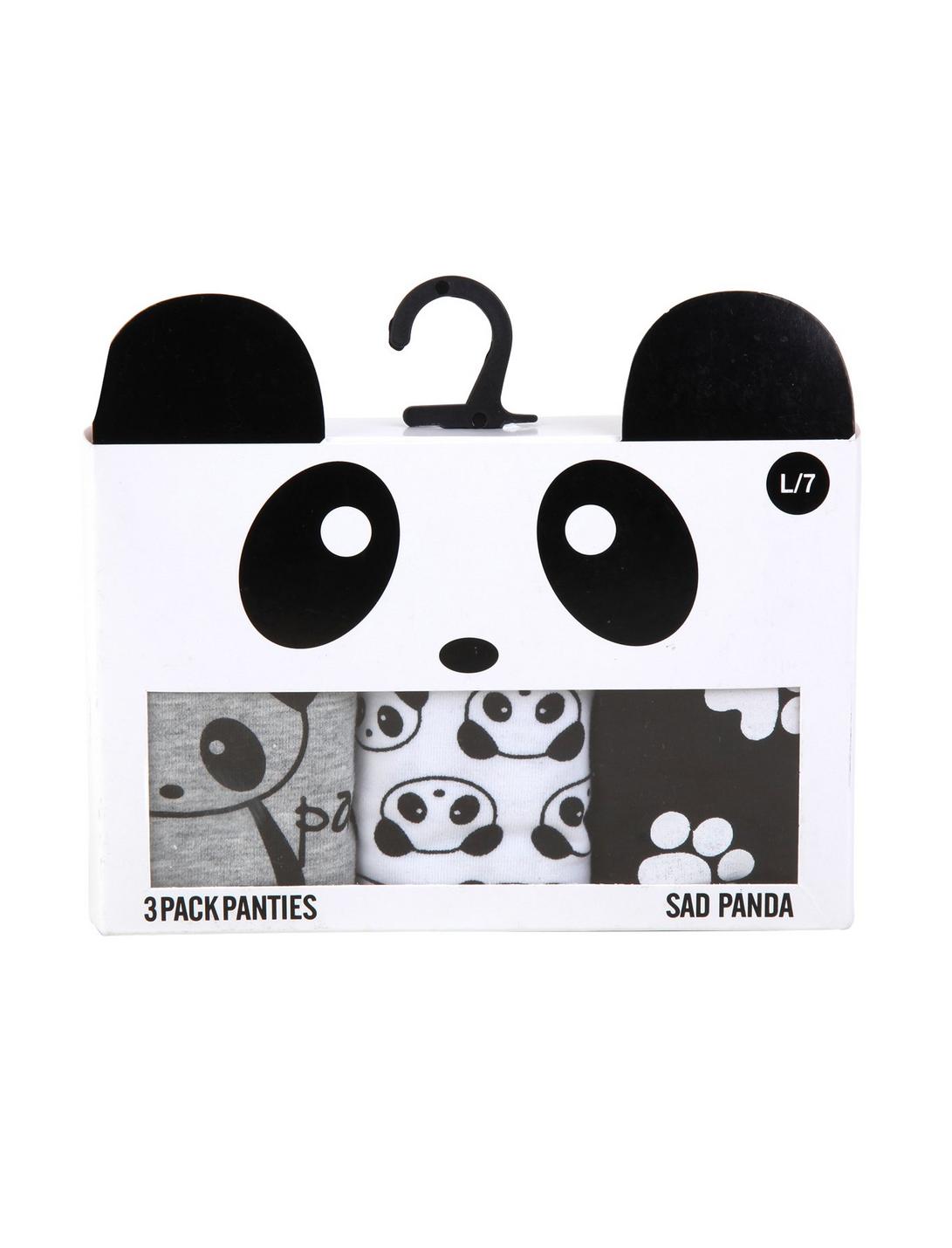 Sad Panda Panty 3 Pack, BLACK, hi-res
