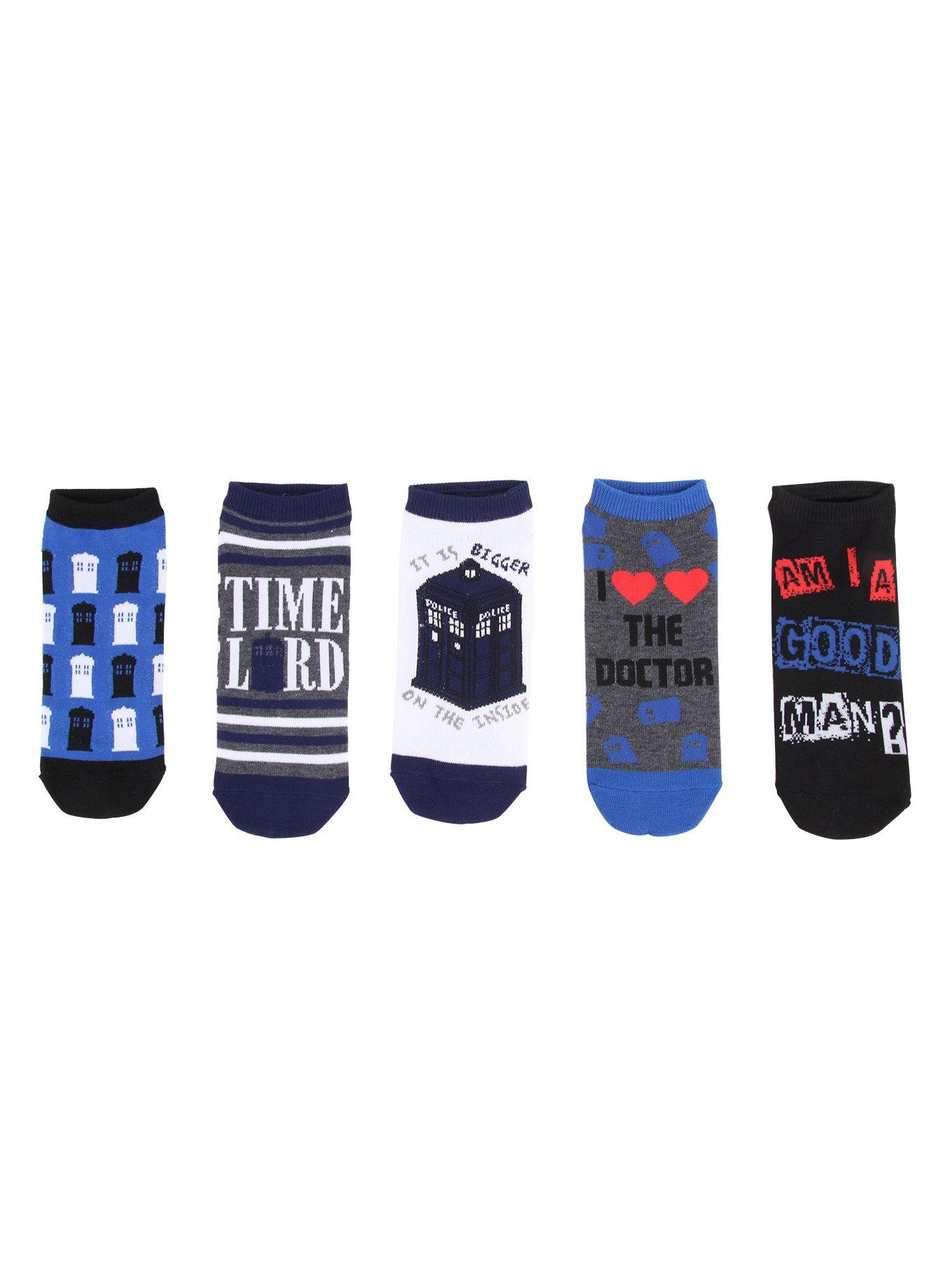 Doctor Who TARDIS Time Lord No-Show Socks 5 Pair, , hi-res