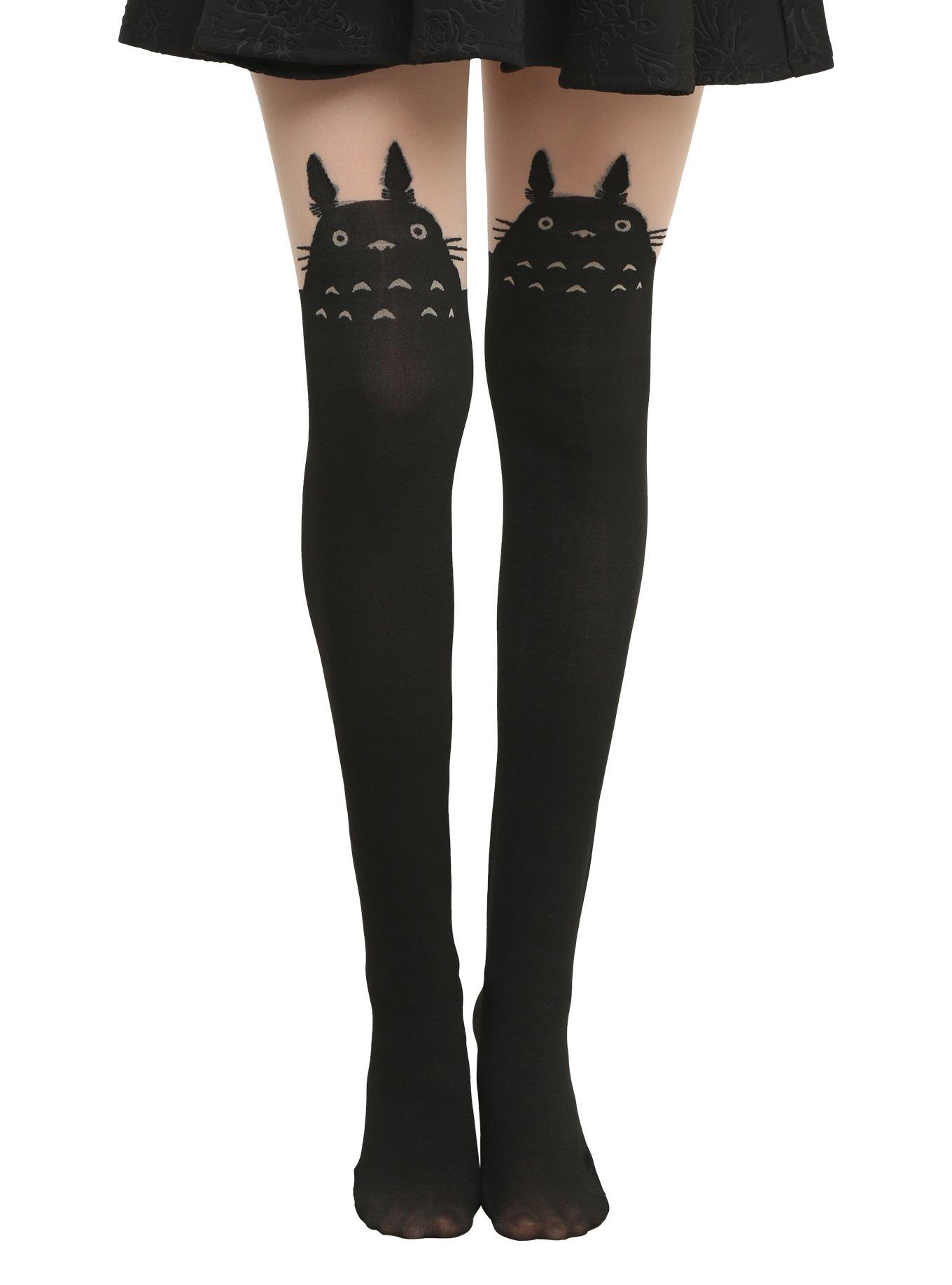 Studio Ghibli My Neighbor Totoro Faux Thigh High Tights, BLACK, hi-res