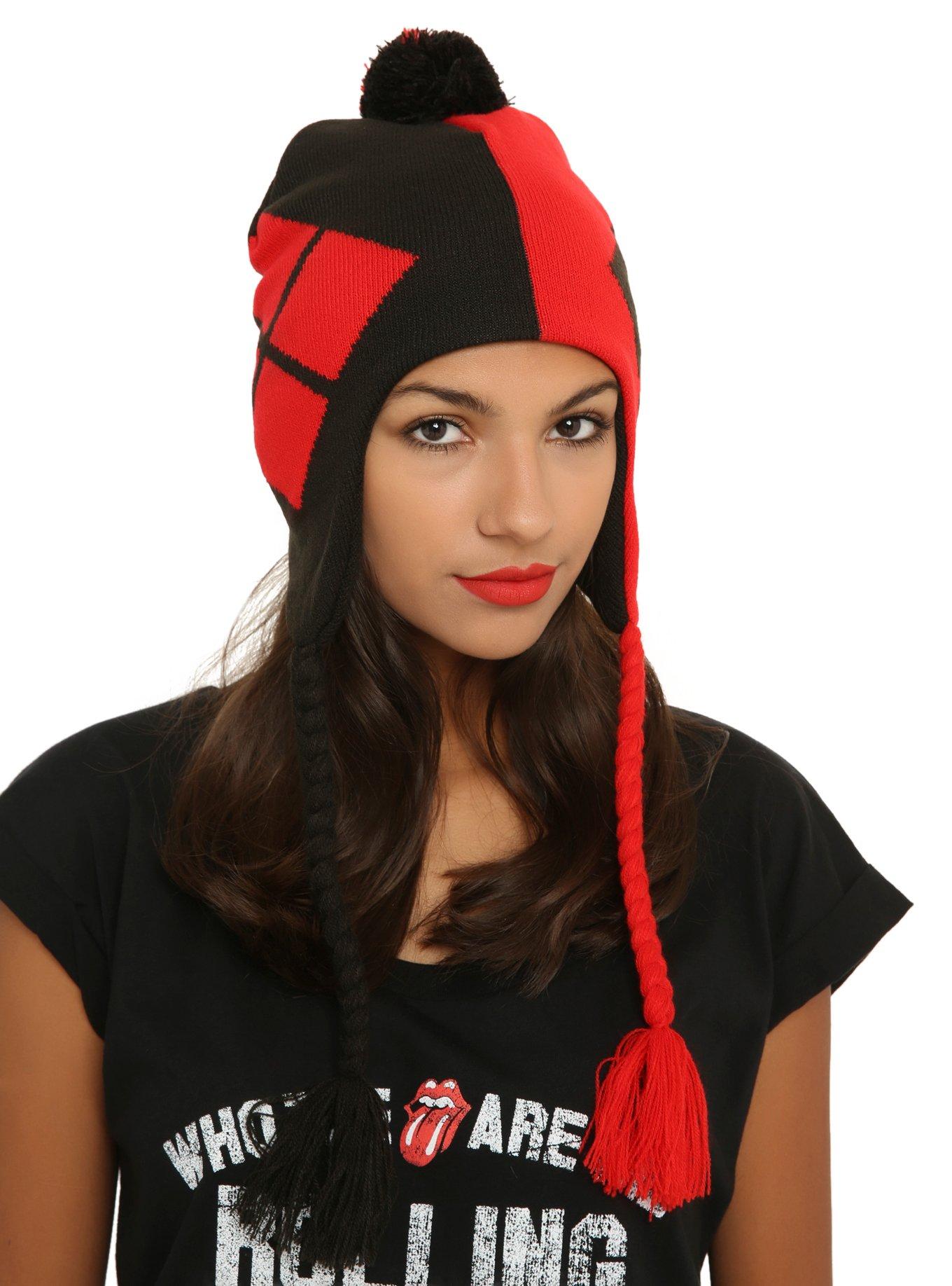 Harley Quinn Peruvian Knit Pom Beanie, , hi-res