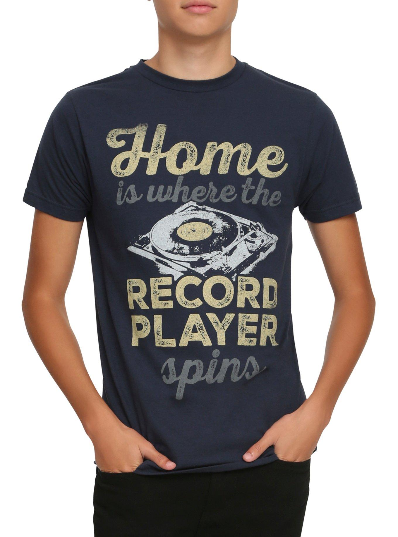 Home Is Where The Record Player Spins T-Shirt, BLACK, hi-res