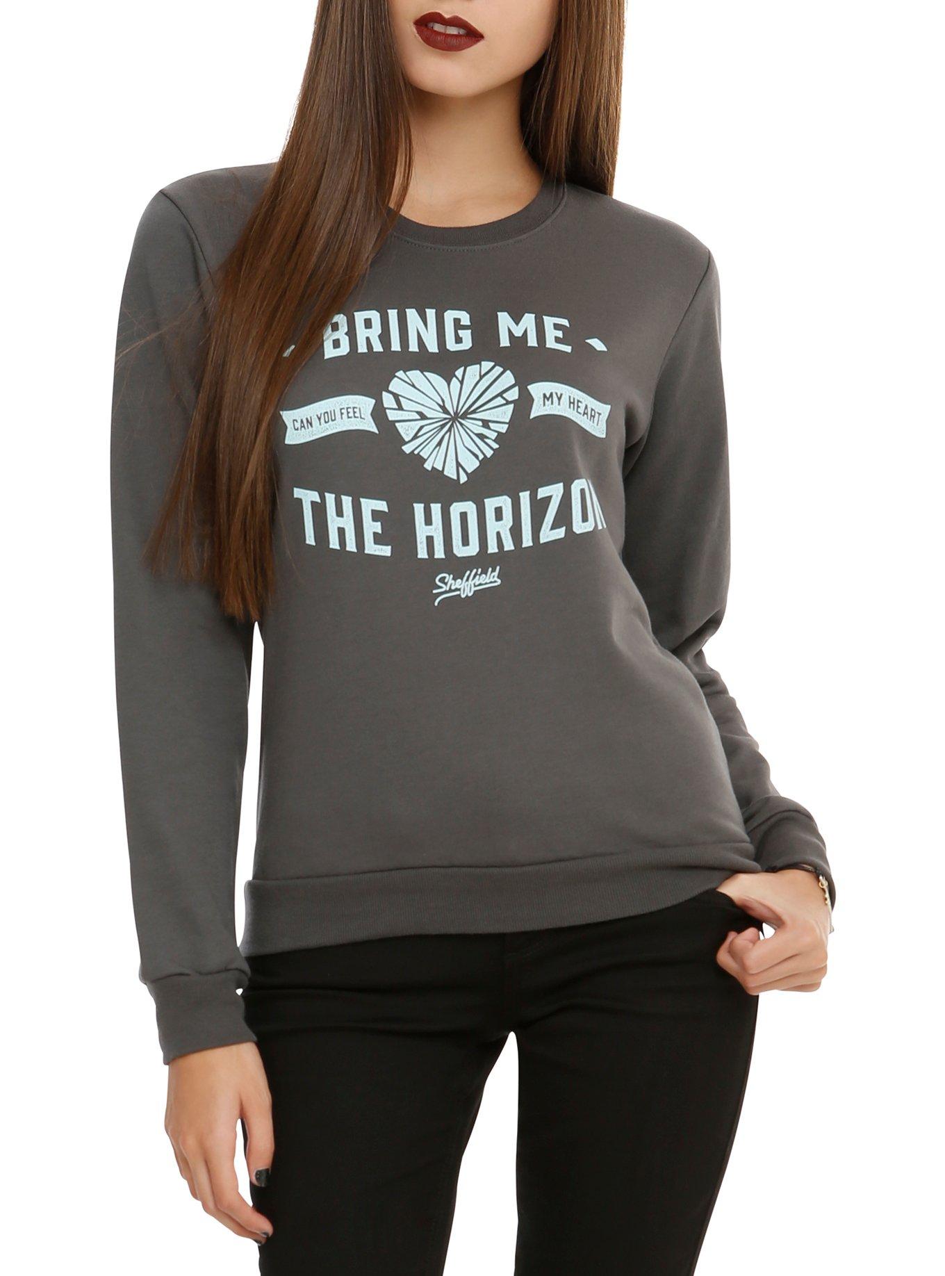 Bring Me The Horizon Shattered Heart Girls Pullover Top, GREY, hi-res
