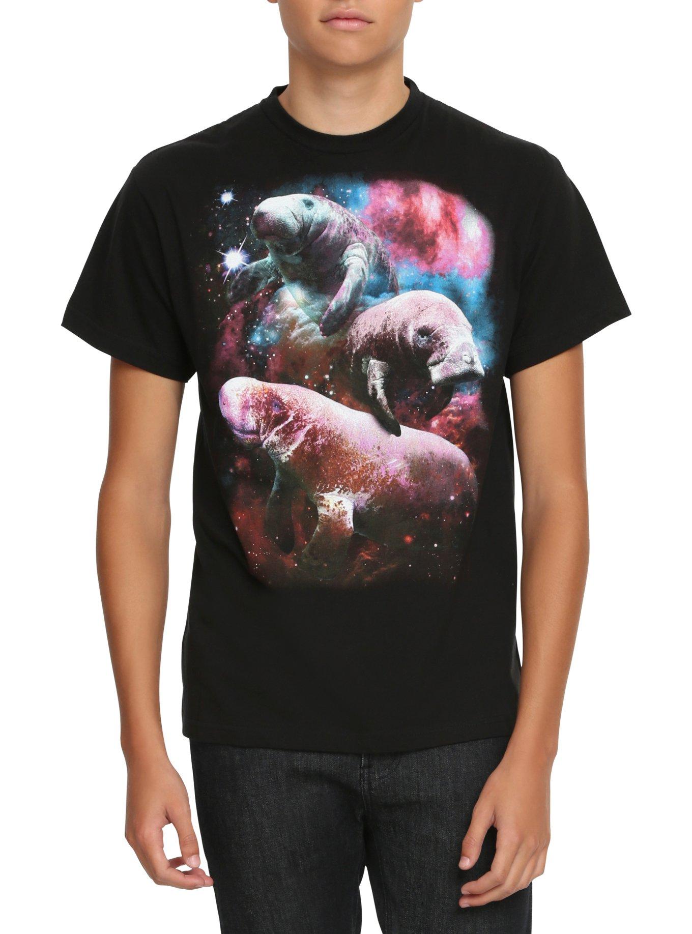 Galaxy Manatees T-Shirt, BLACK, hi-res