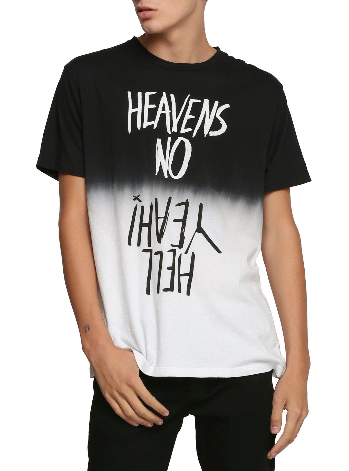 Heavens No Hell Yeah Split Dye T-Shirt, BLACK, hi-res