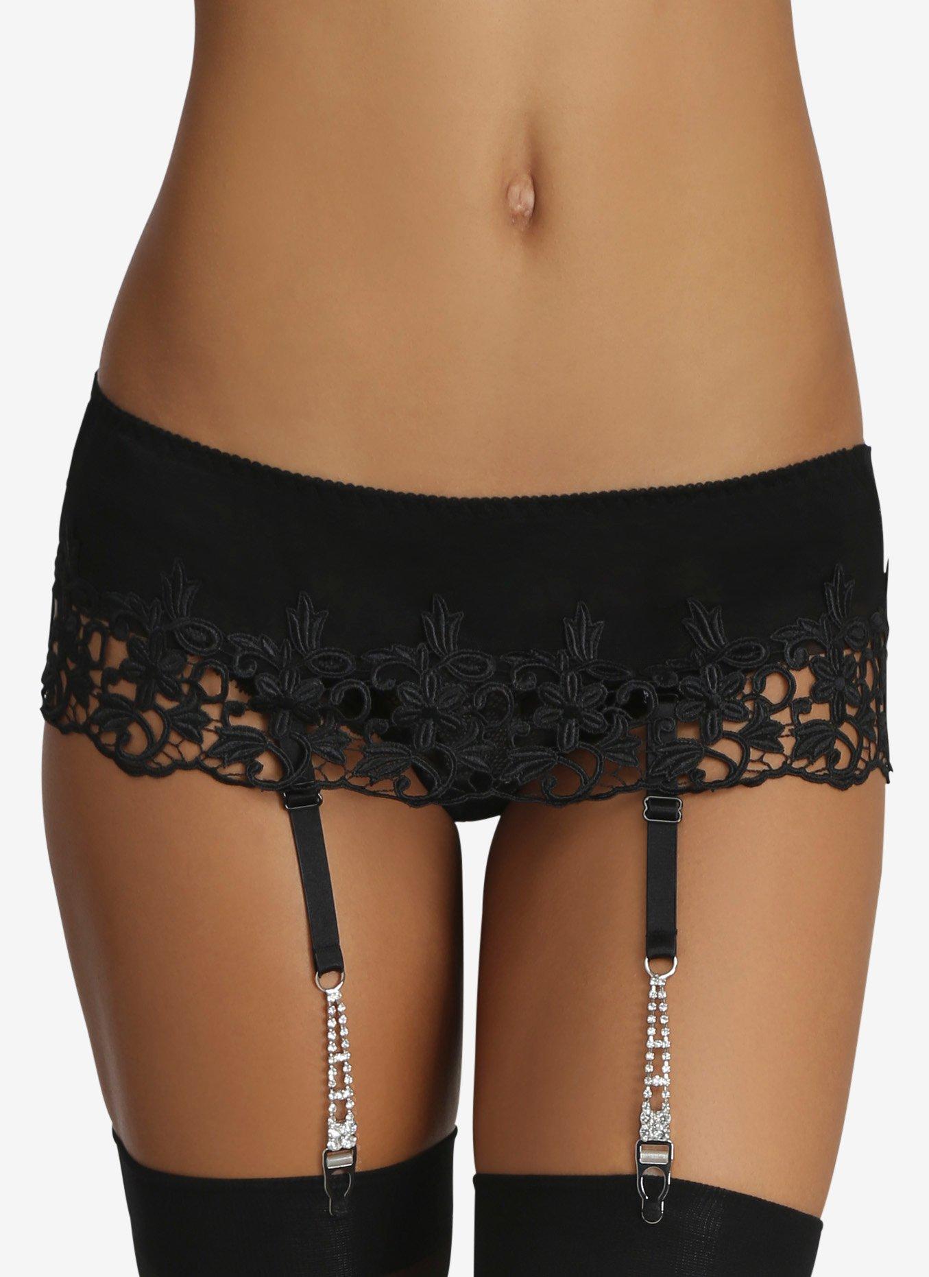 Venice Lace Garter Skirt, BLACK, hi-res view 1