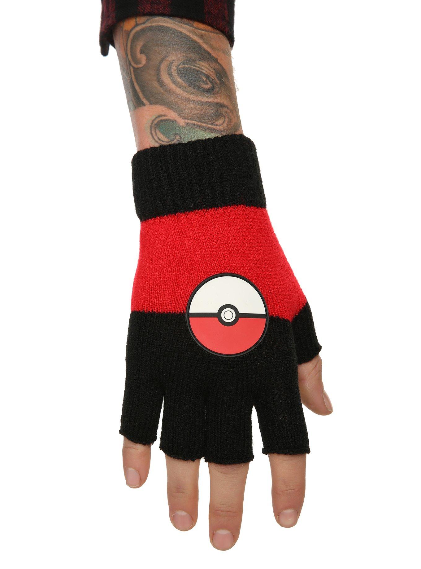 Pokemon Poke Ball Fingerless Gloves Hot Topic