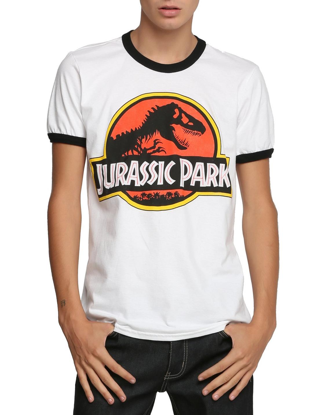 Jurassic Park Logo Ringer T-Shirt, BLACK, hi-res
