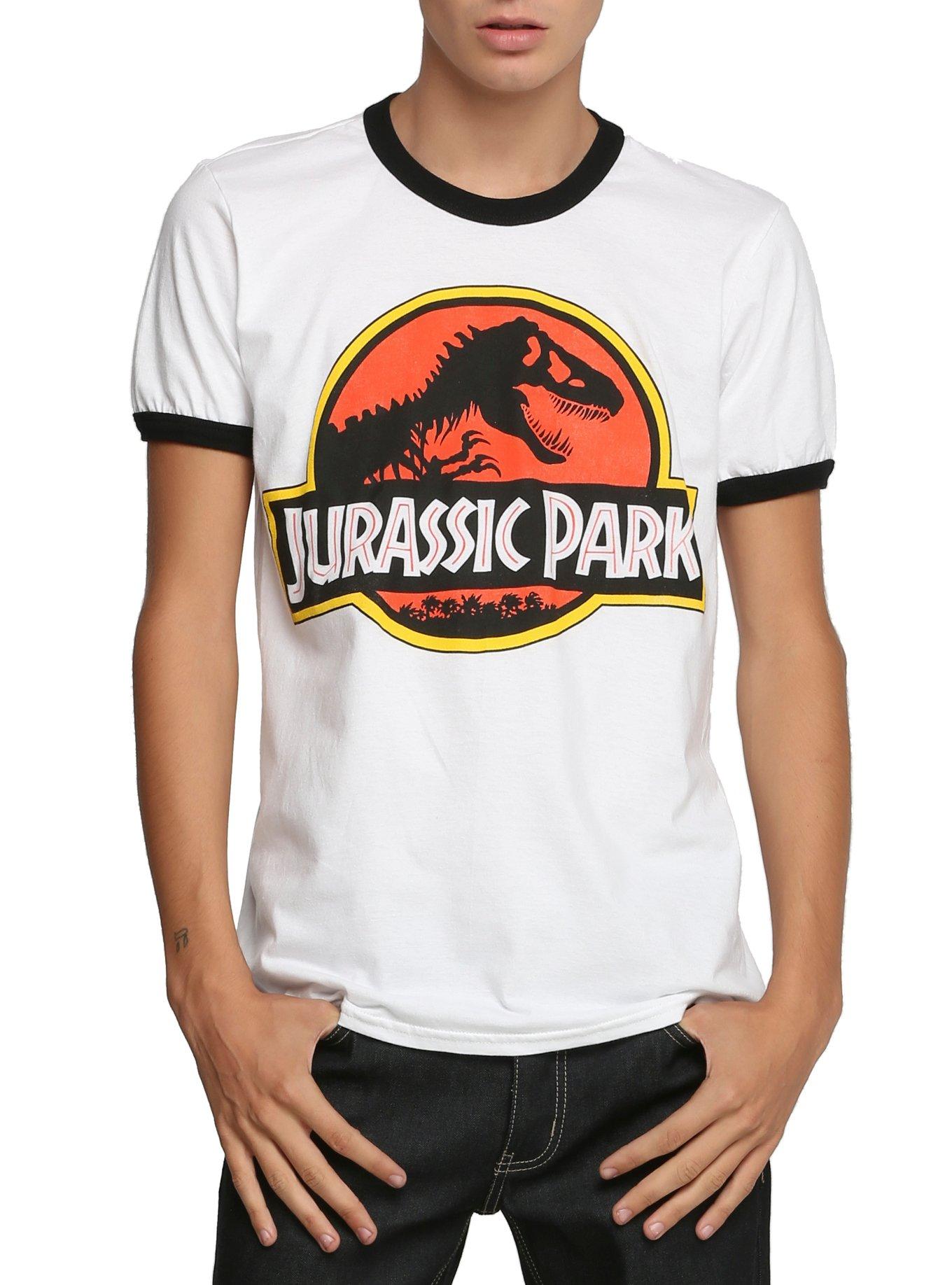 Jurassic Park Logo Ringer T-Shirt, BLACK, hi-res