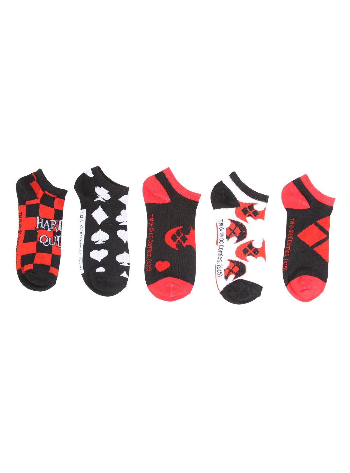 DC Comics Harley Quinn Batman No-Show Socks 5 Pair, , hi-res