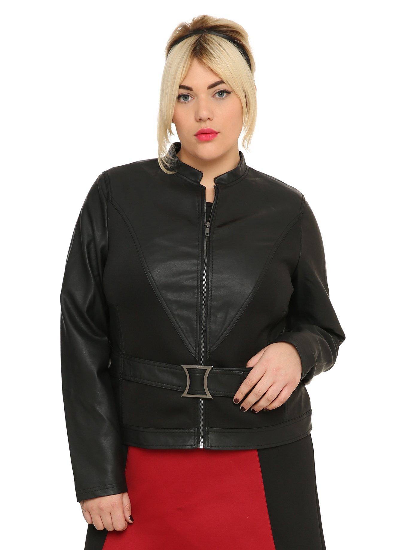 Her Universe Marvel Black Widow Girls Belted Jacket Plus Size, BLACK, hi-res