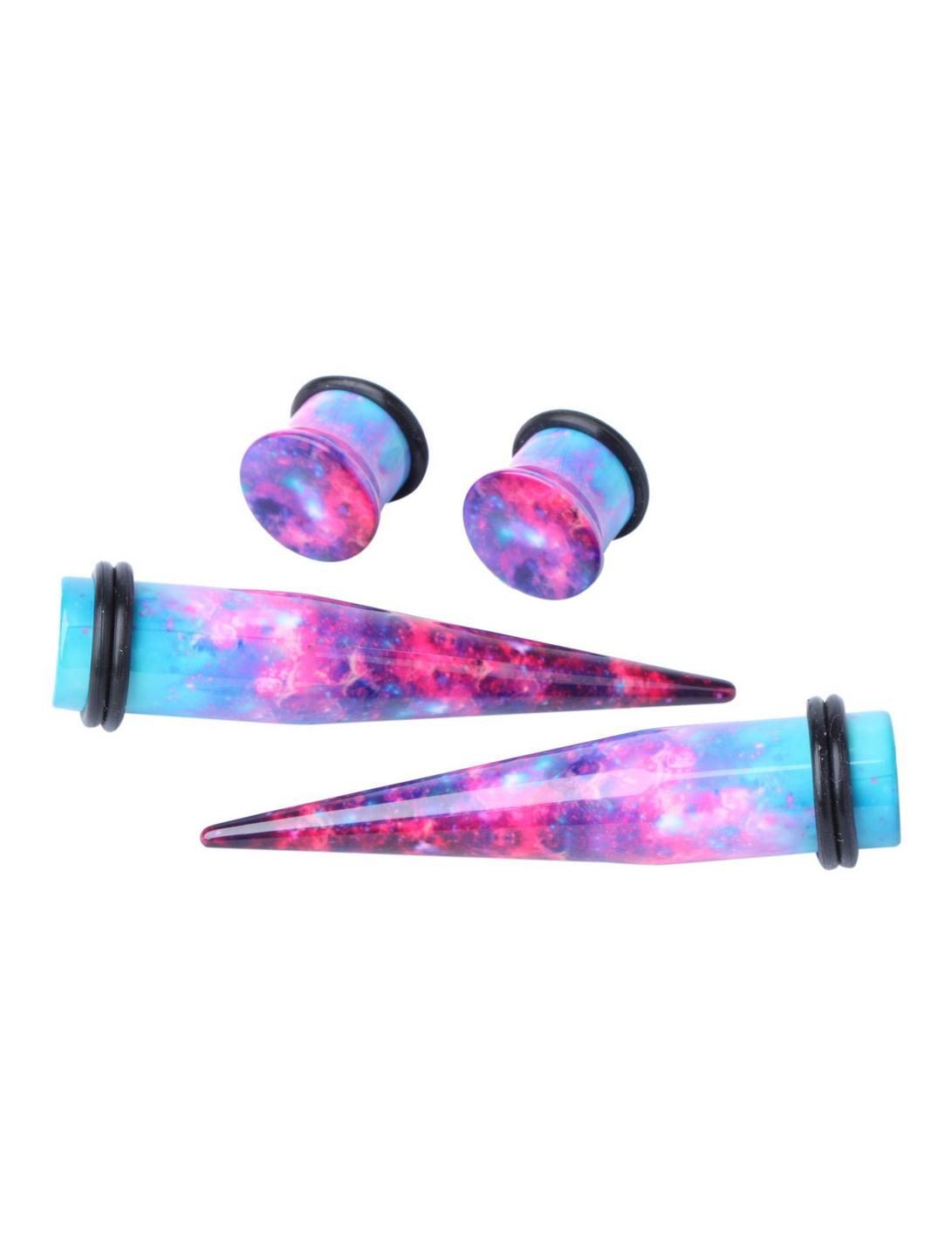 Acrylic Teal and Purple Nebula Plug and Taper 4 Pack, BLACK, hi-res