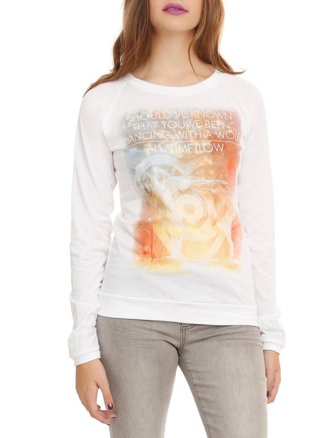 All Time Low Dancing With A Wolf Girls Pullover Top, WHITE, hi-res