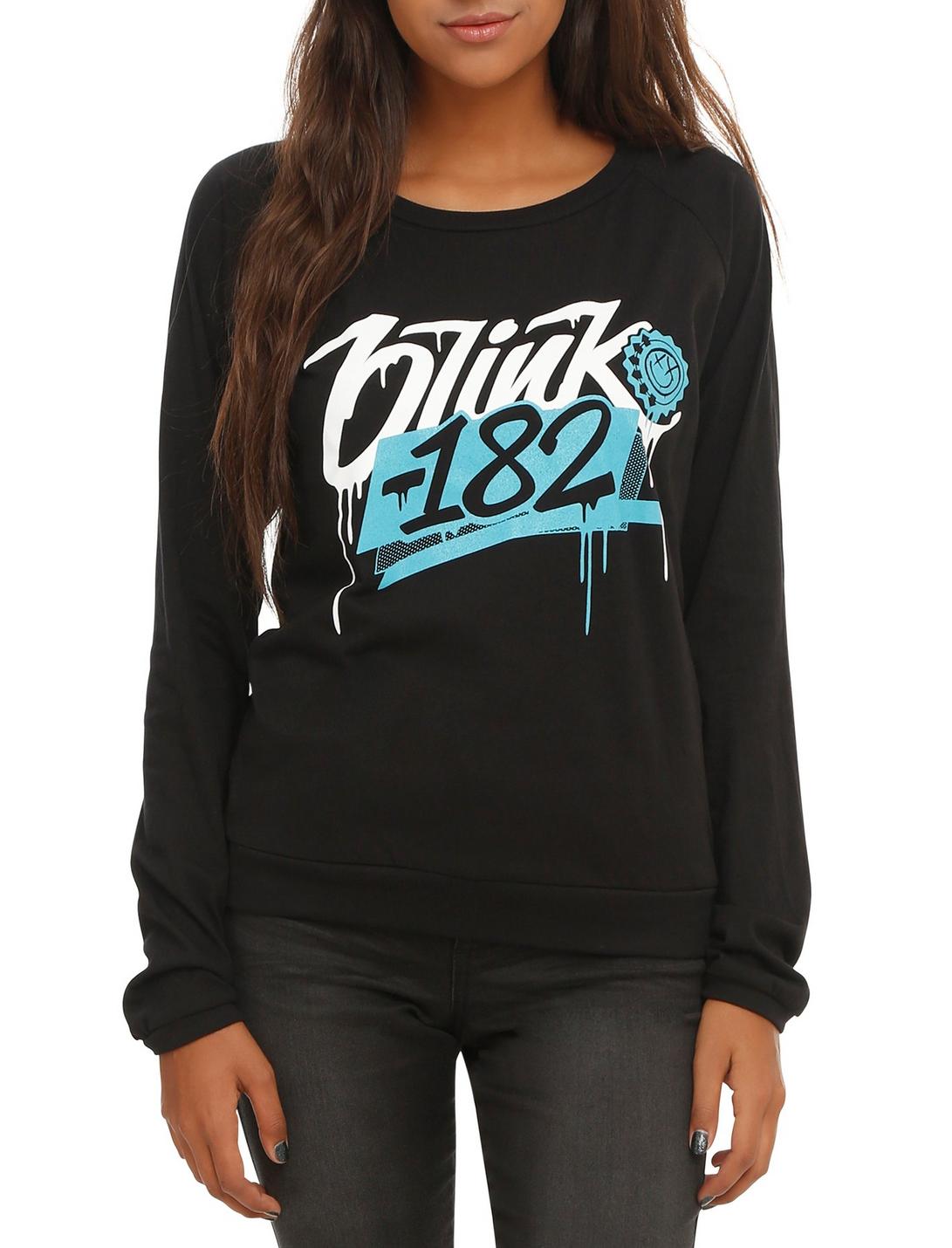 Blink-182 Teal Drip Logo Girls Pullover Top, BLACK, hi-res