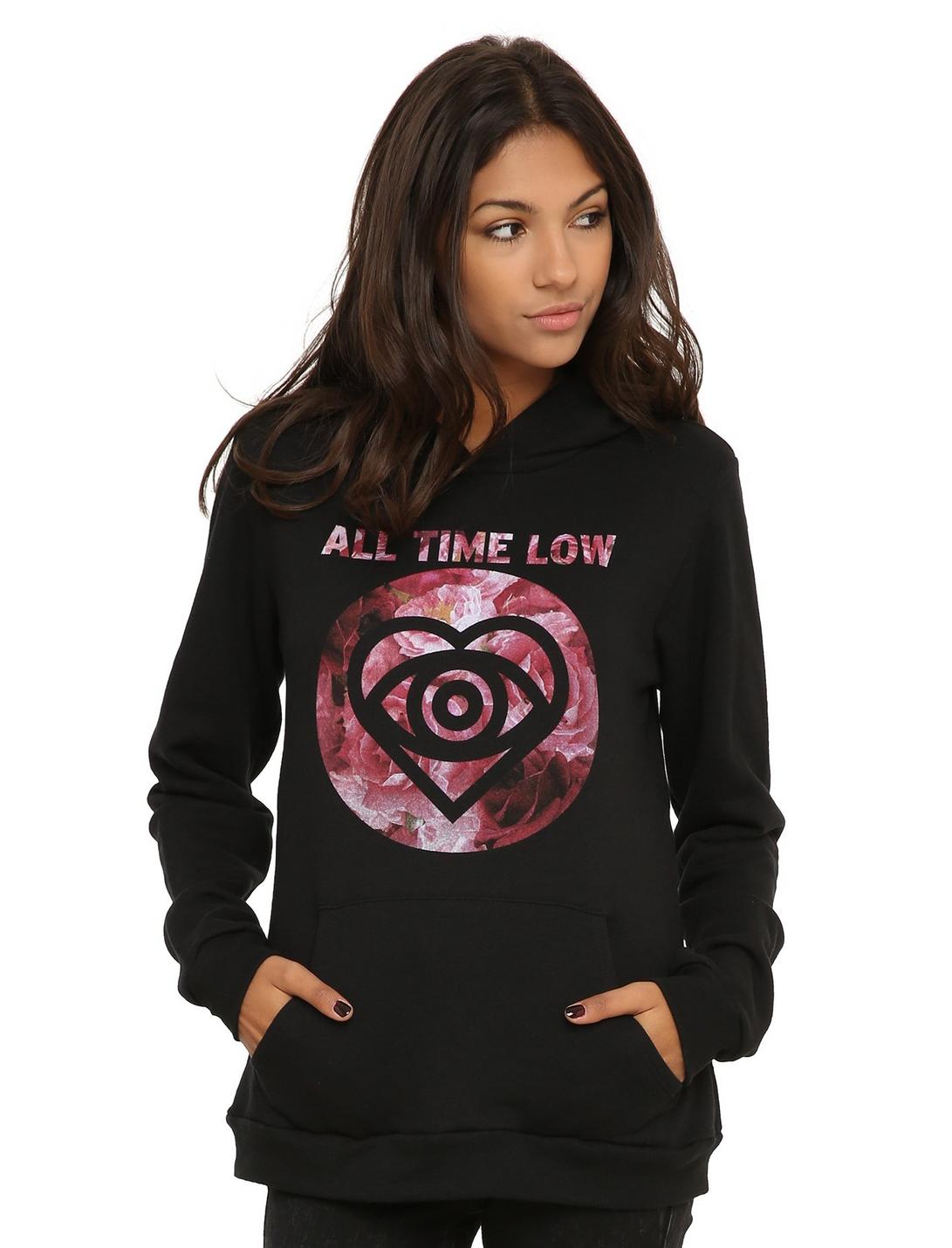 All Time Low Floral Logo Girls Pullover Hoodie, BLACK, hi-res