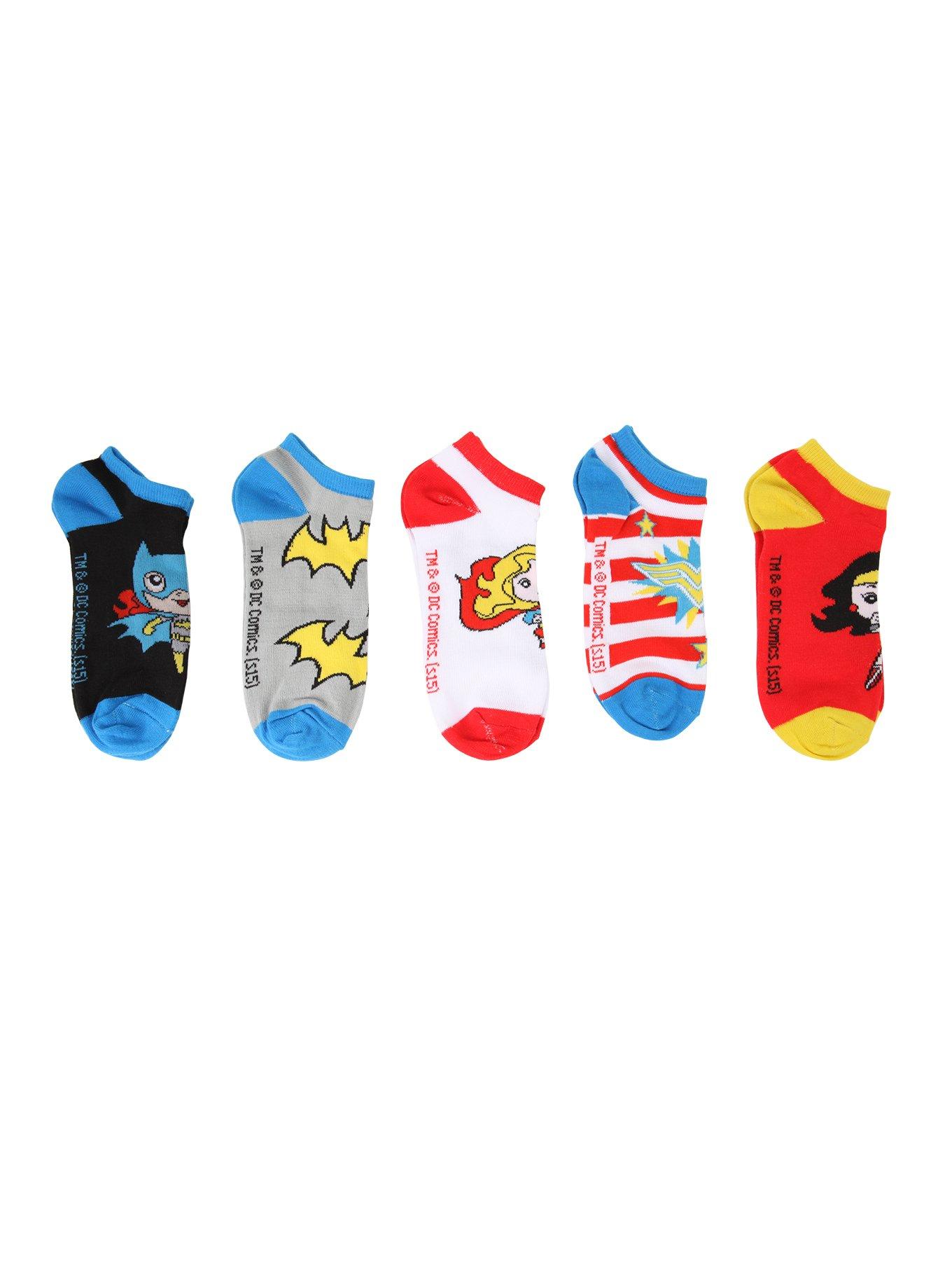 DC Comics Chibi Girls No-Show Socks 5 Pair, , hi-res