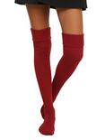 Burgundy Over-The-Knee Sweater Socks, , hi-res