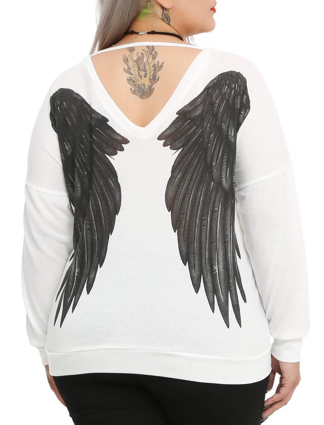 Angel Wings Back Top Plus Size, BLACK, hi-res