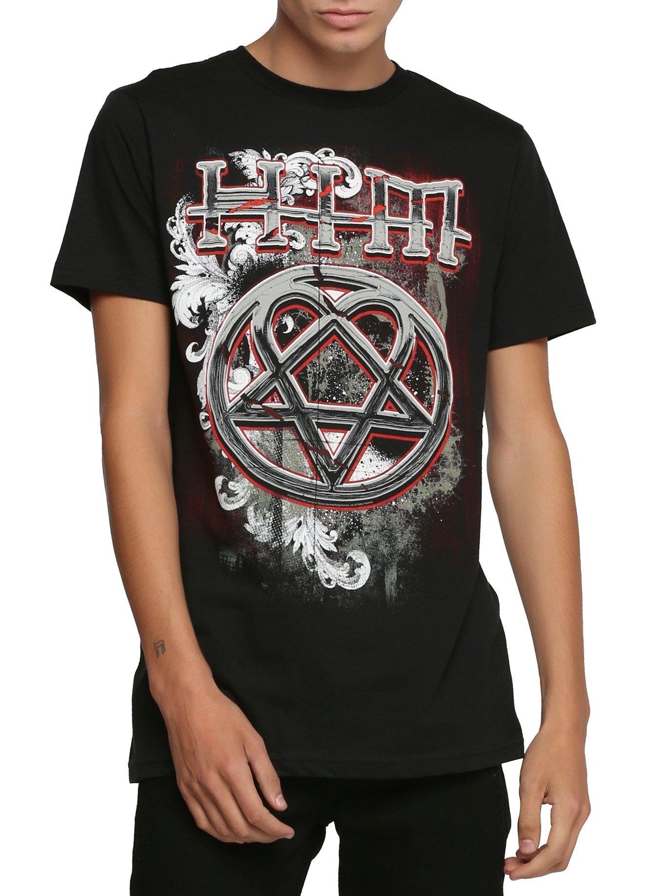 HIM Filigree Heartagram T-Shirt, BLACK, hi-res