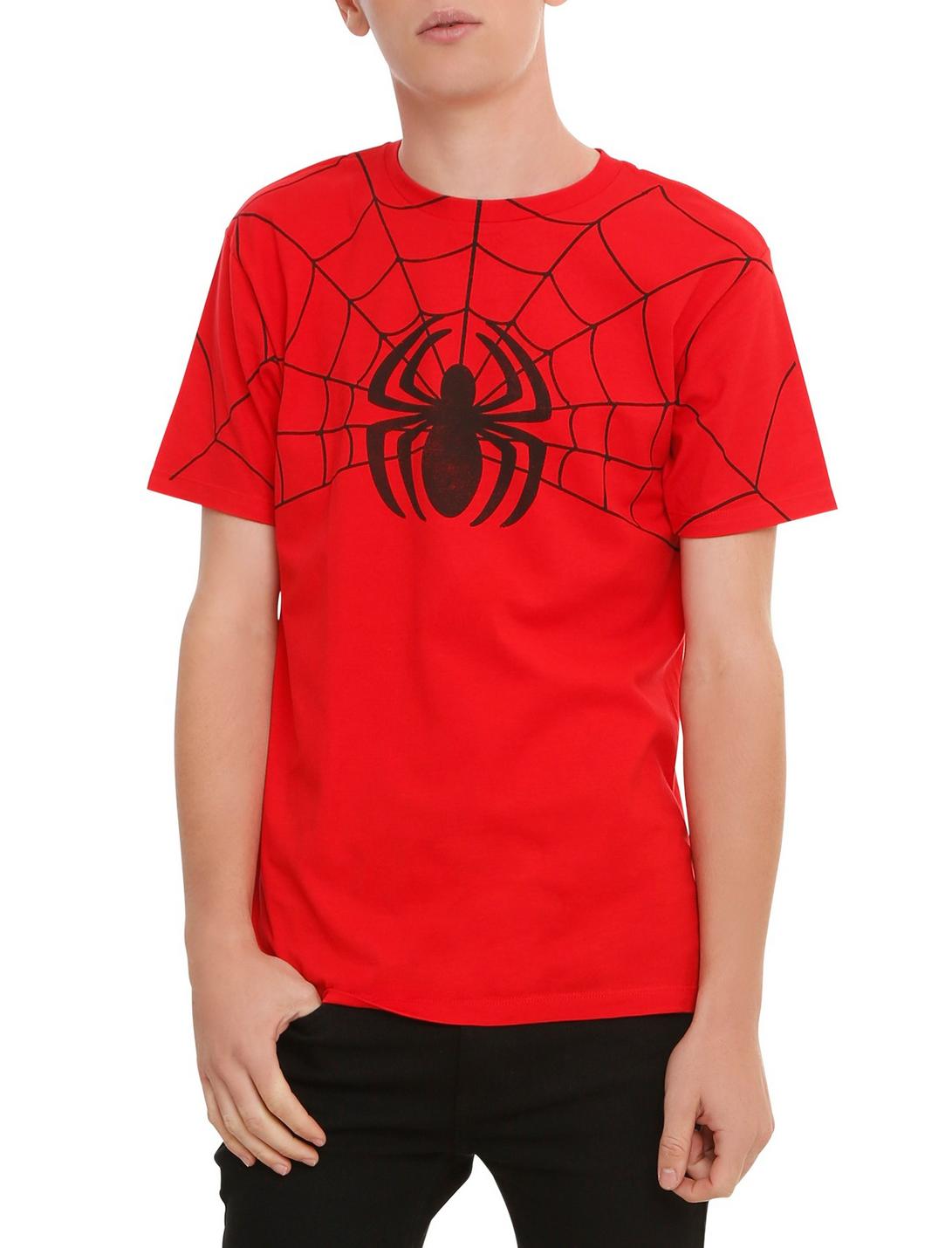 Marvel Spider-Man Classic Logo Web T-Shirt, RED, hi-res