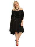 Tripp Black Lace-Up Hi-Low Dress Plus Size, BLACK, hi-res