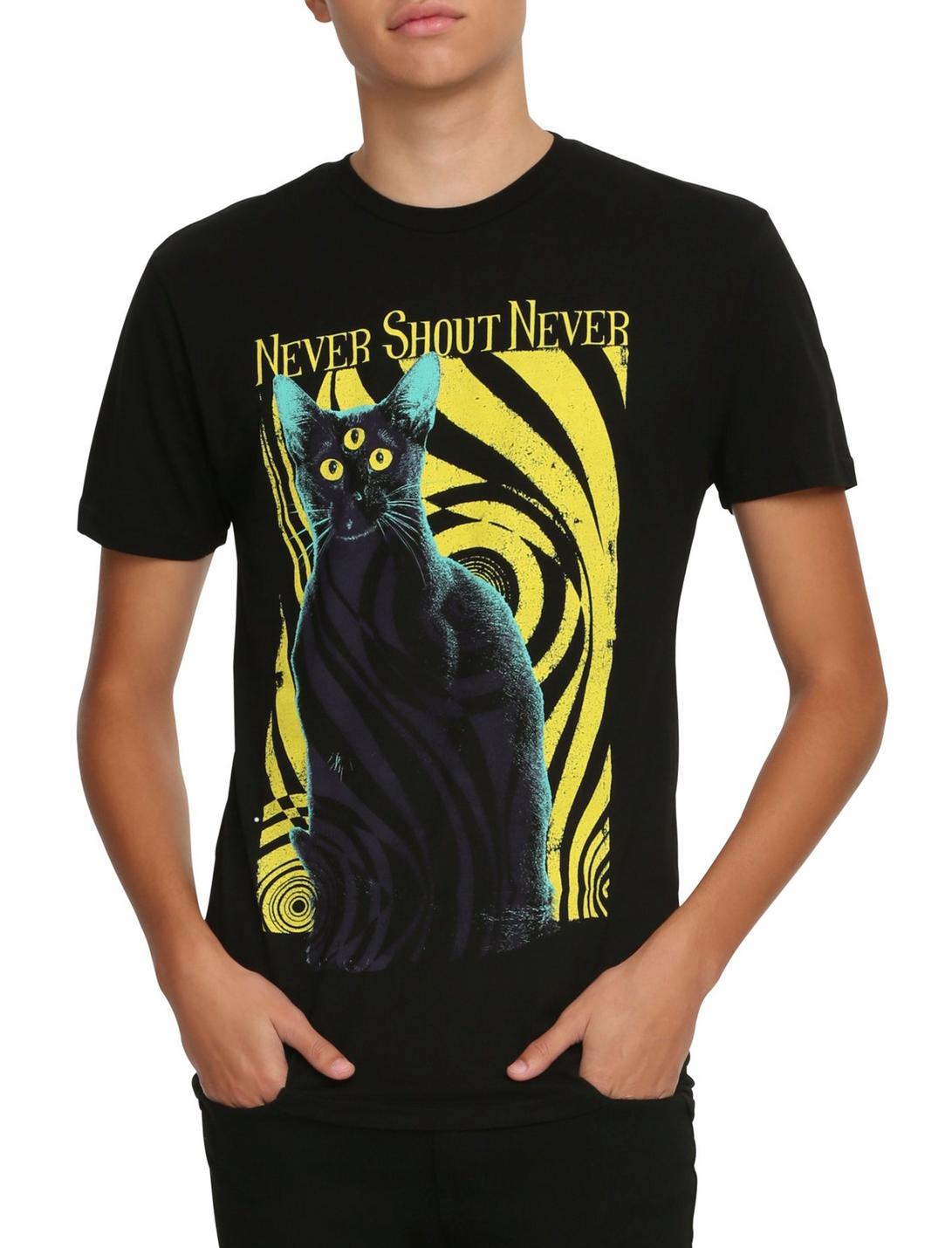Never Shout Never Black Cat T-Shirt, BLACK, hi-res