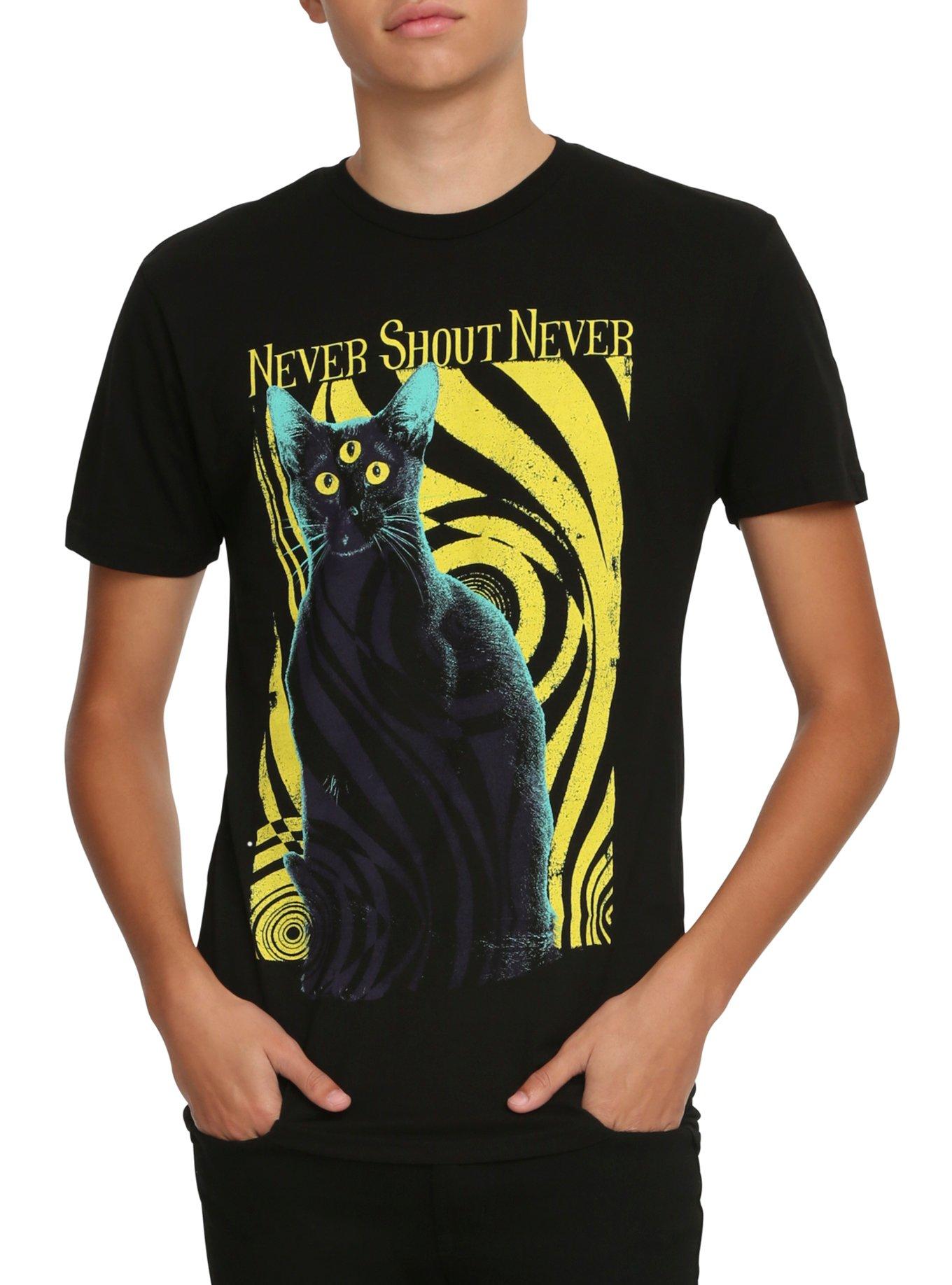 Never Shout Never Black Cat T-Shirt, BLACK, hi-res