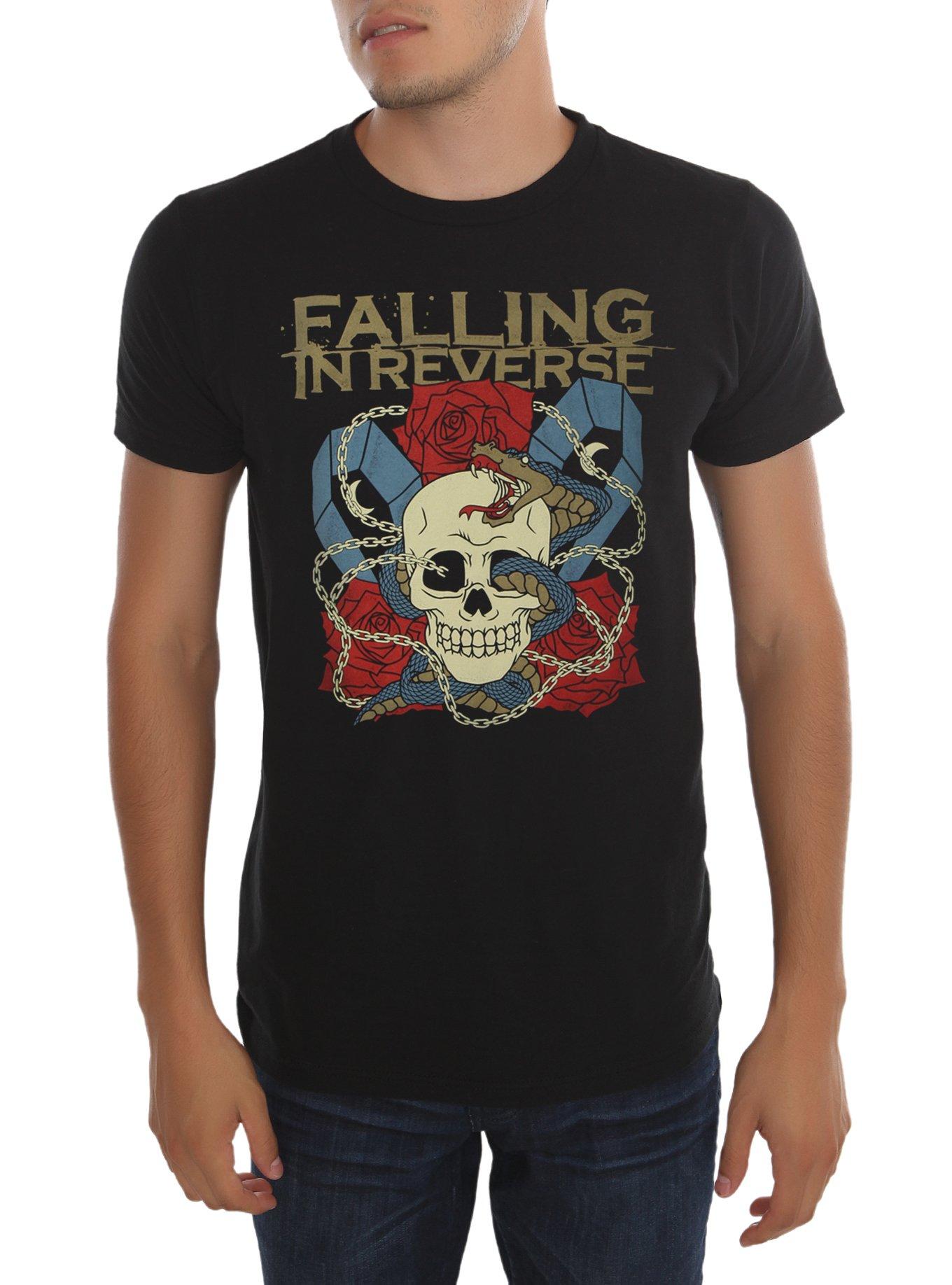 Falling In Reverse Skull Snake T-Shirt, BLACK, hi-res
