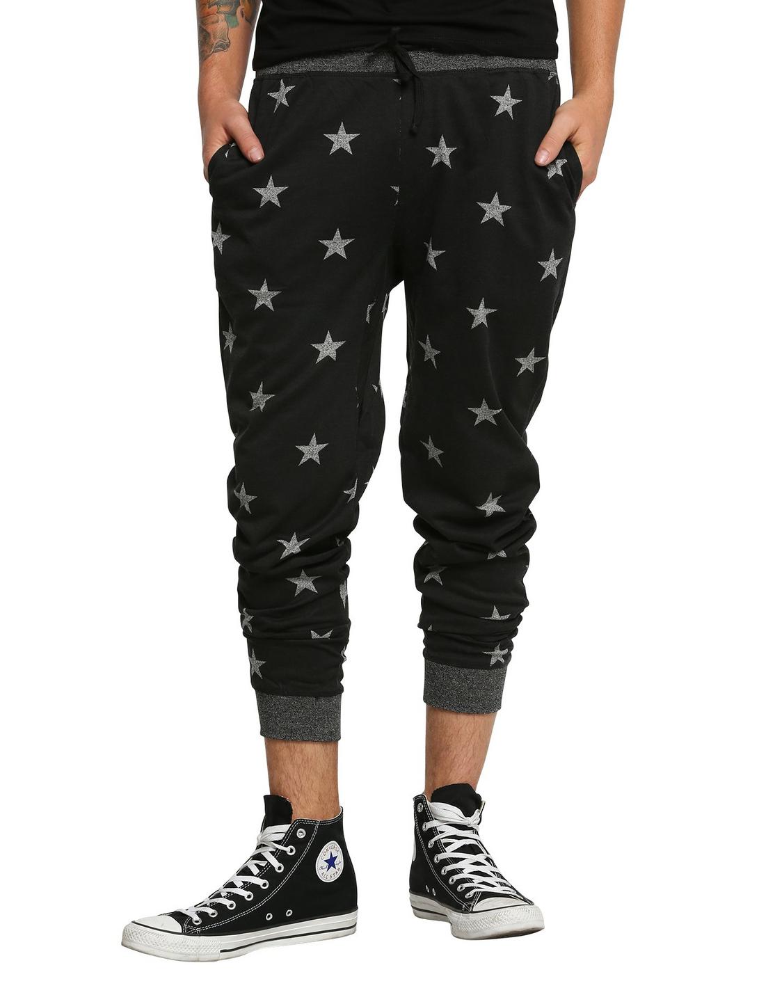 Brooklyn Cloth Star Print Knit Jogger Pants, BLACK, hi-res