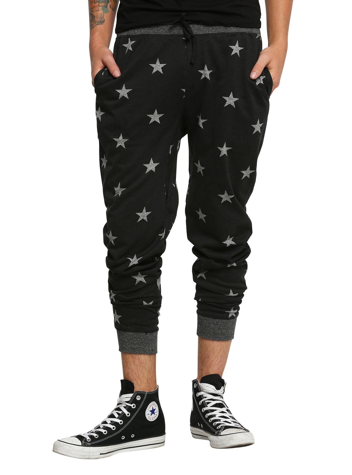 Brooklyn Cloth Star Print Knit Jogger Pants, BLACK, hi-res