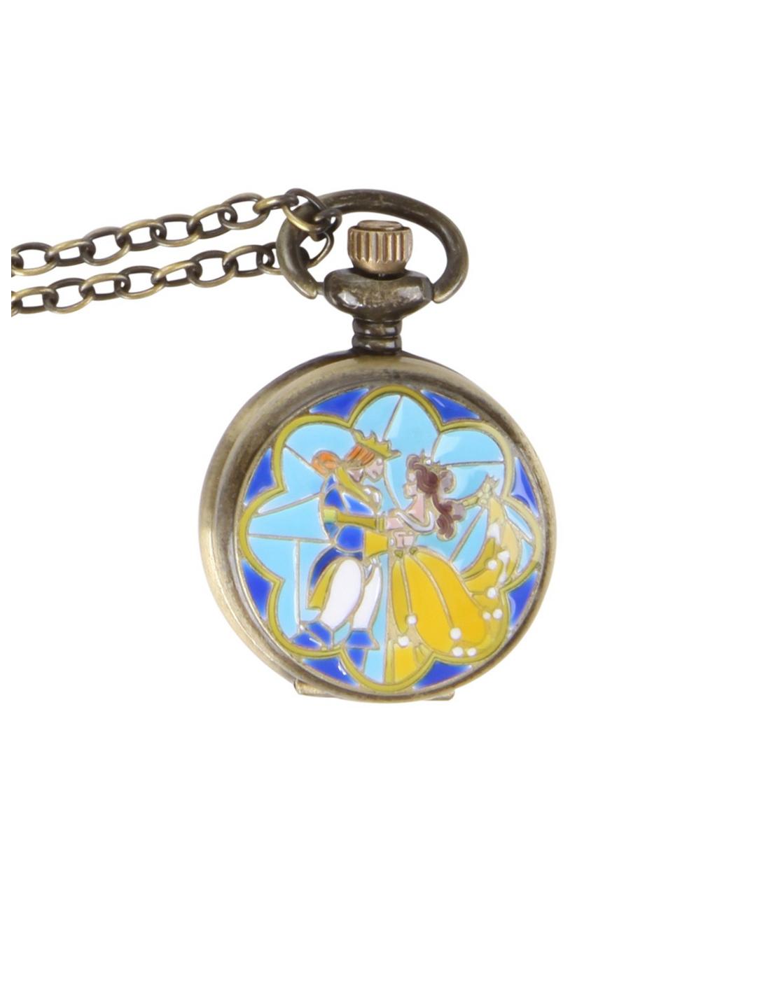 Disney Beauty And The Beast Dancing Pocket Watch Necklace, , hi-res