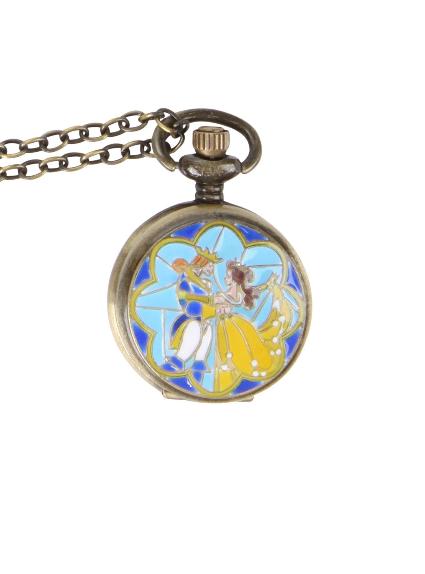 Disney Beauty And The Beast Dancing Pocket Watch Necklace