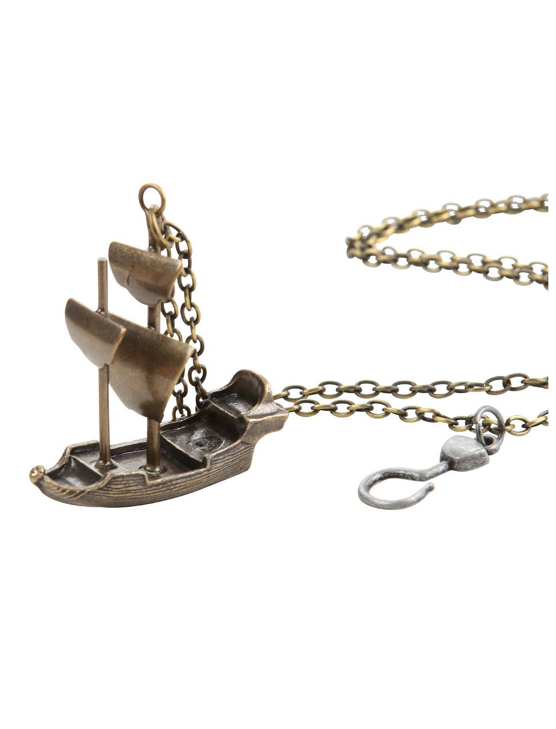 Disney Peter Pan Captain Hook Ship Necklace, , hi-res