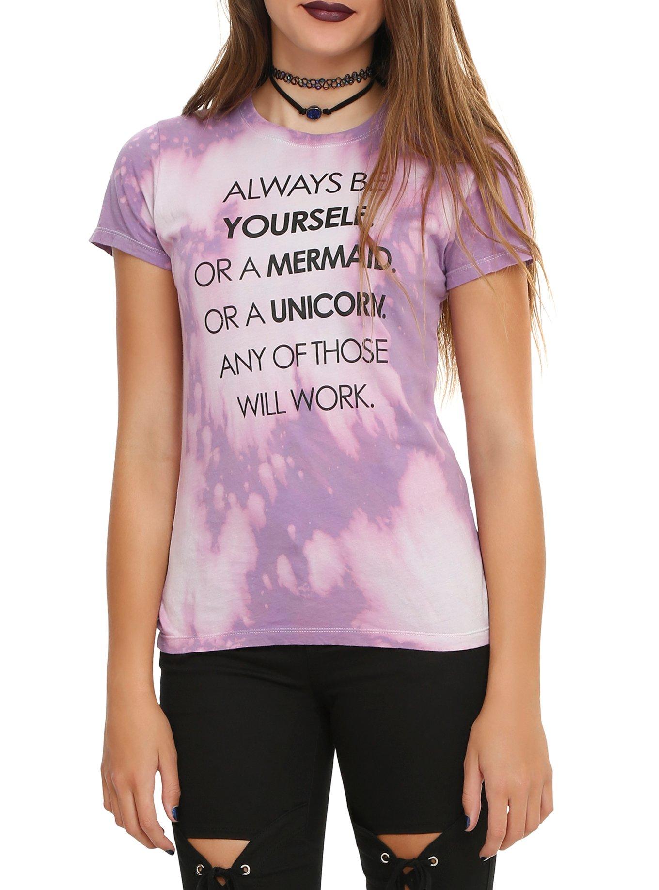 Always Be Yourself Tie Dye Girls T-Shirt, BLACK, hi-res