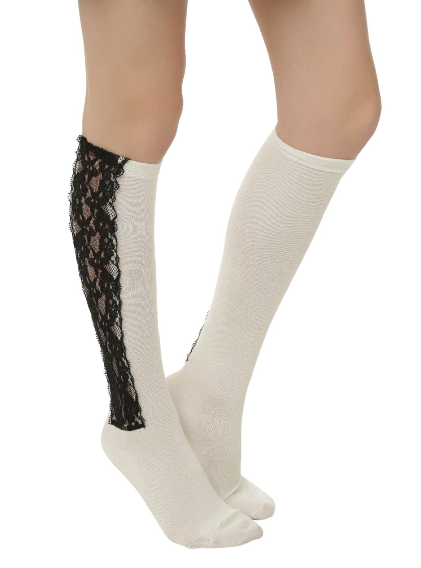 black lace knee high stockings