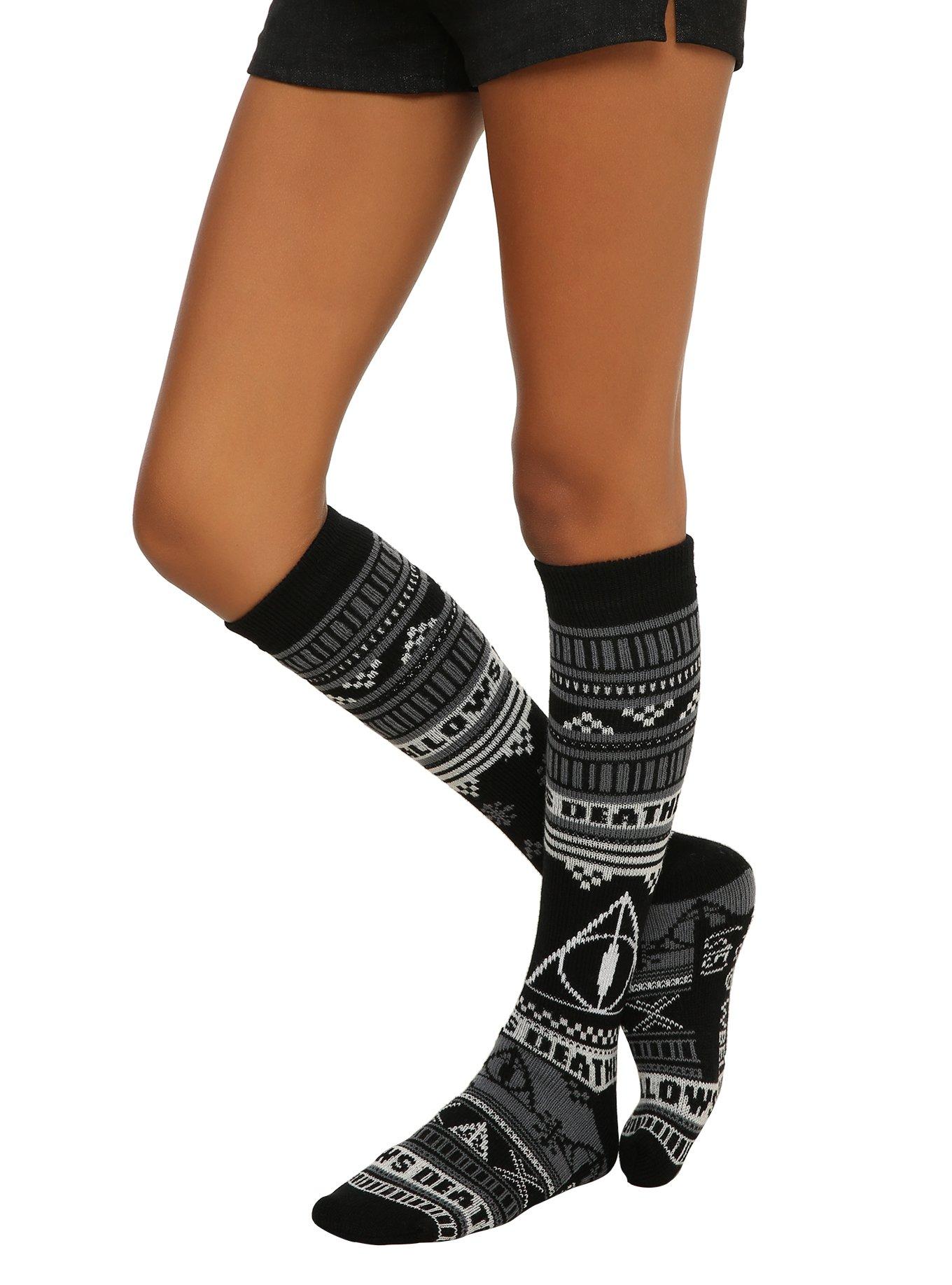 Harry Potter Deathly Hallows Fair Isle Knee-High Socks, , hi-res