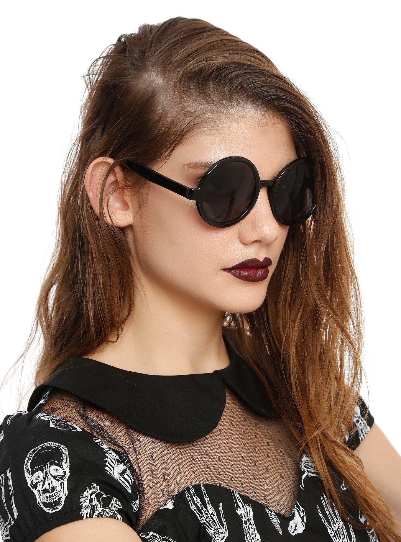 Basic Black Round Sunglasses, , hi-res