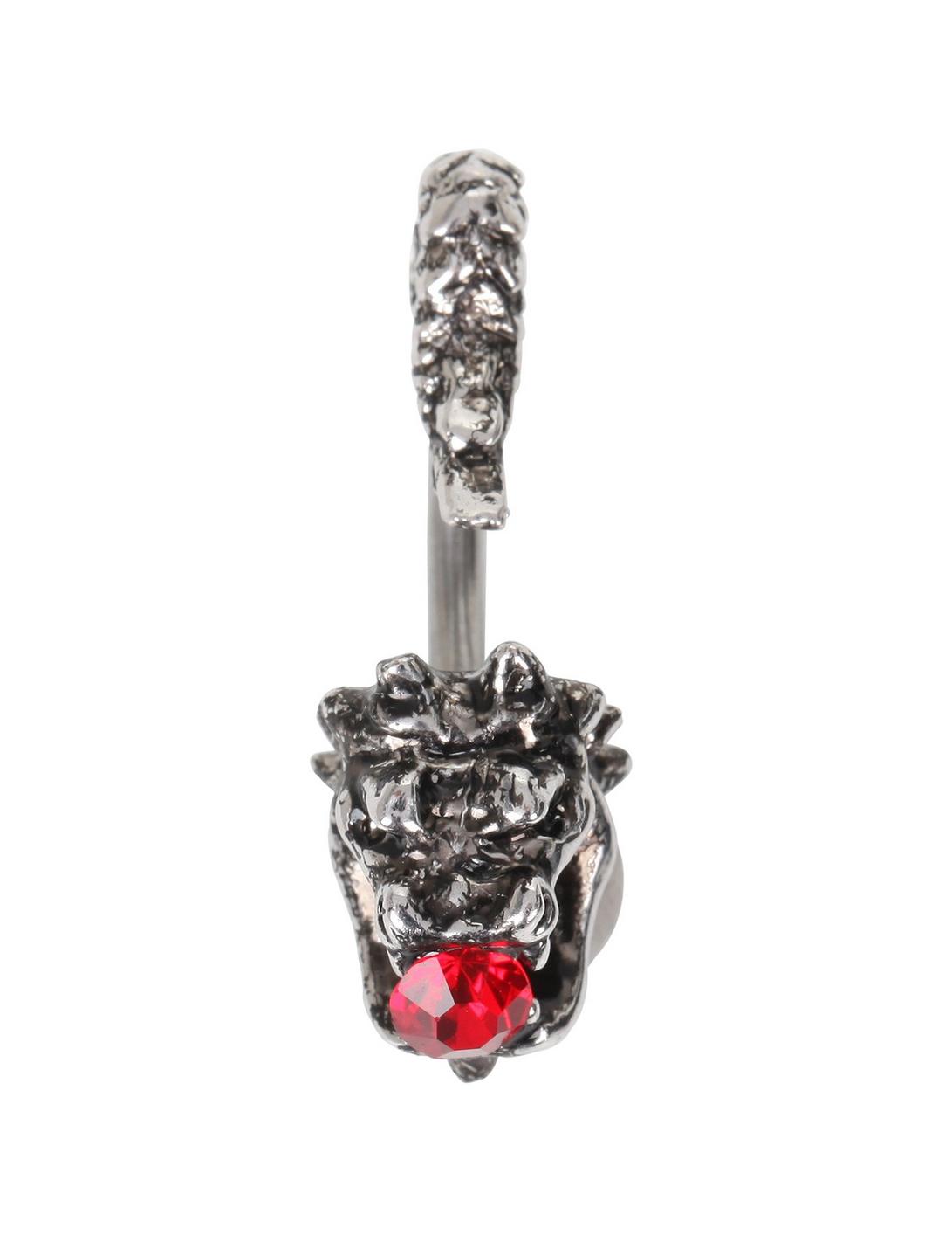 14G Steel Dragon Head & Tail Navel Barbell, , hi-res