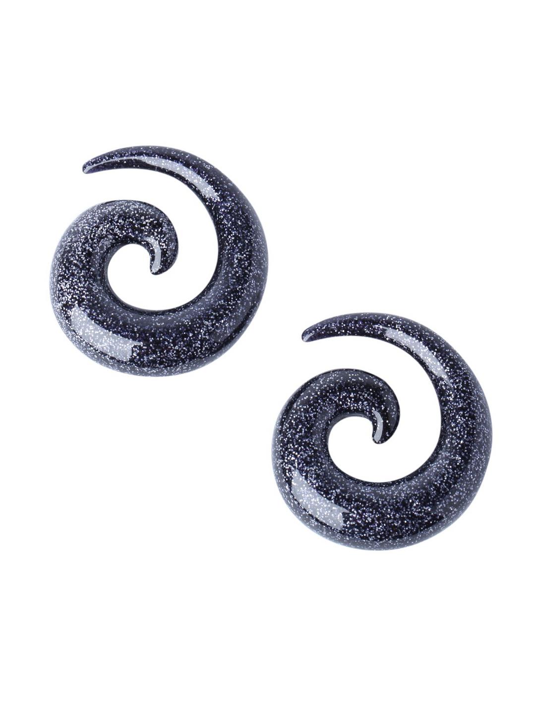 Acrylic Black Glitter Spiral Pincher 2 Pack, BLACK, hi-res