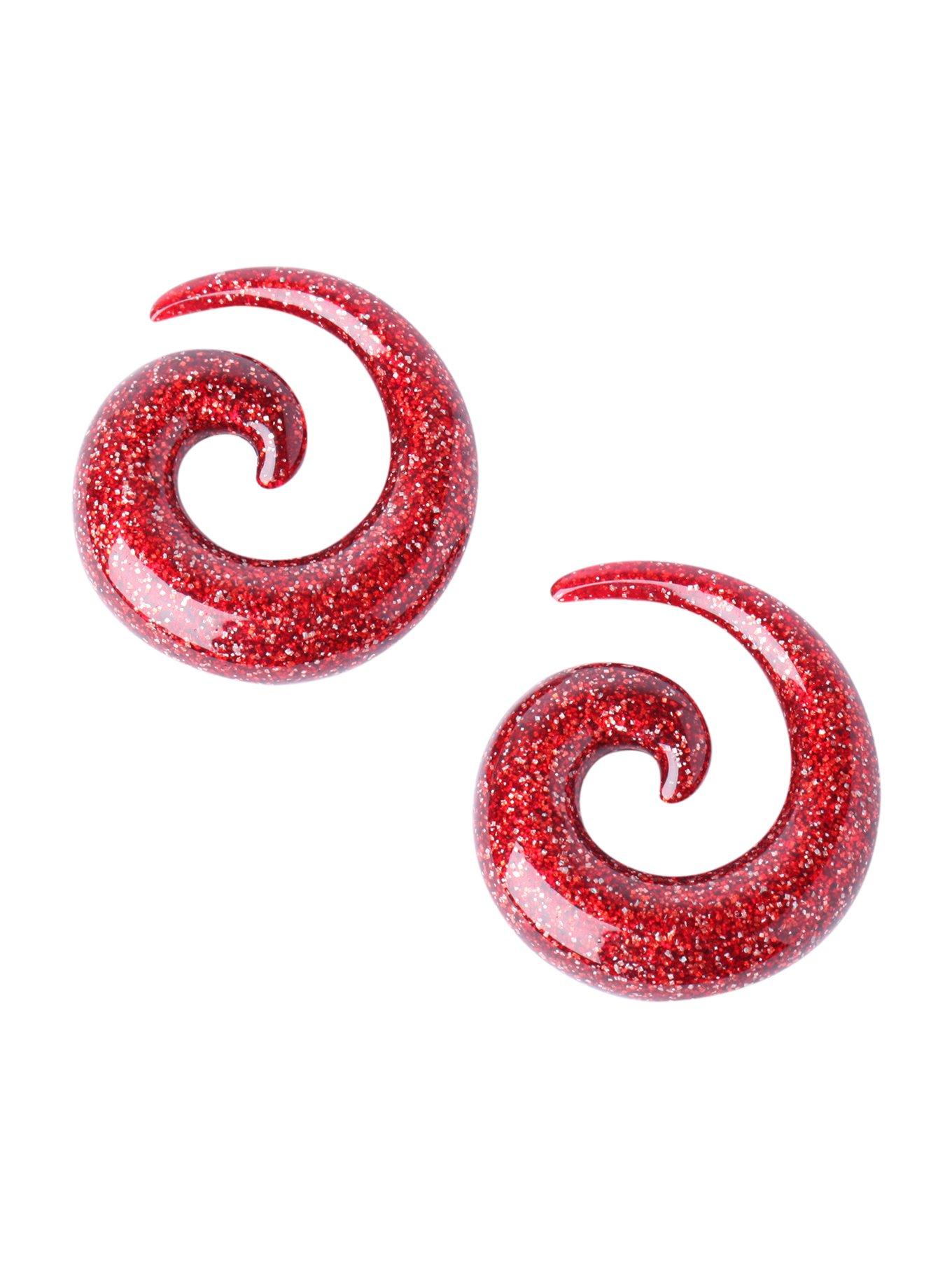 Acrylic Red Glitter Spiral Pincher 2 Pack, BLACK, hi-res