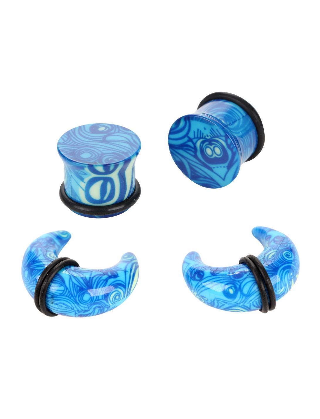 Acrylic Blue Swirl Pincher & Plug 4 Pack, ROYAL BLUE, hi-res