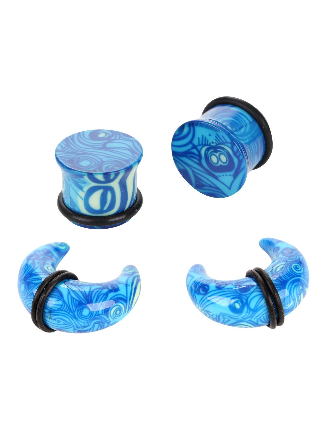Acrylic Blue Swirl Pincher & Plug 4 Pack | Hot Topic
