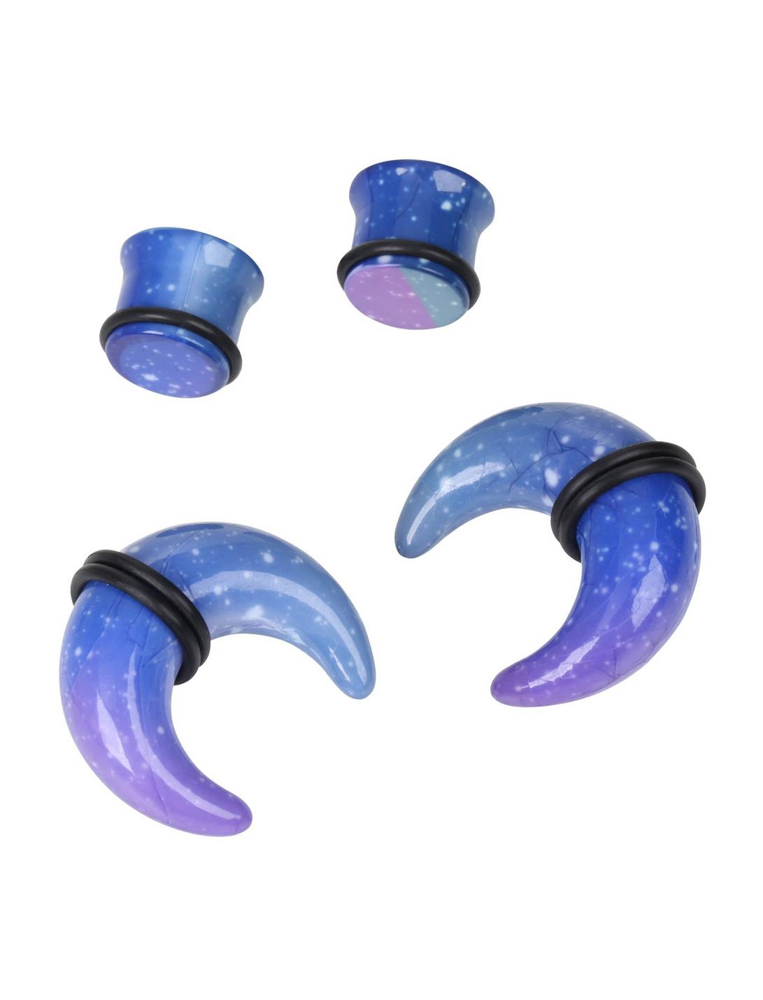Acrylic Blue & Purple Galaxy Pincher & Plug 4 Pack, ROYAL BLUE, hi-res