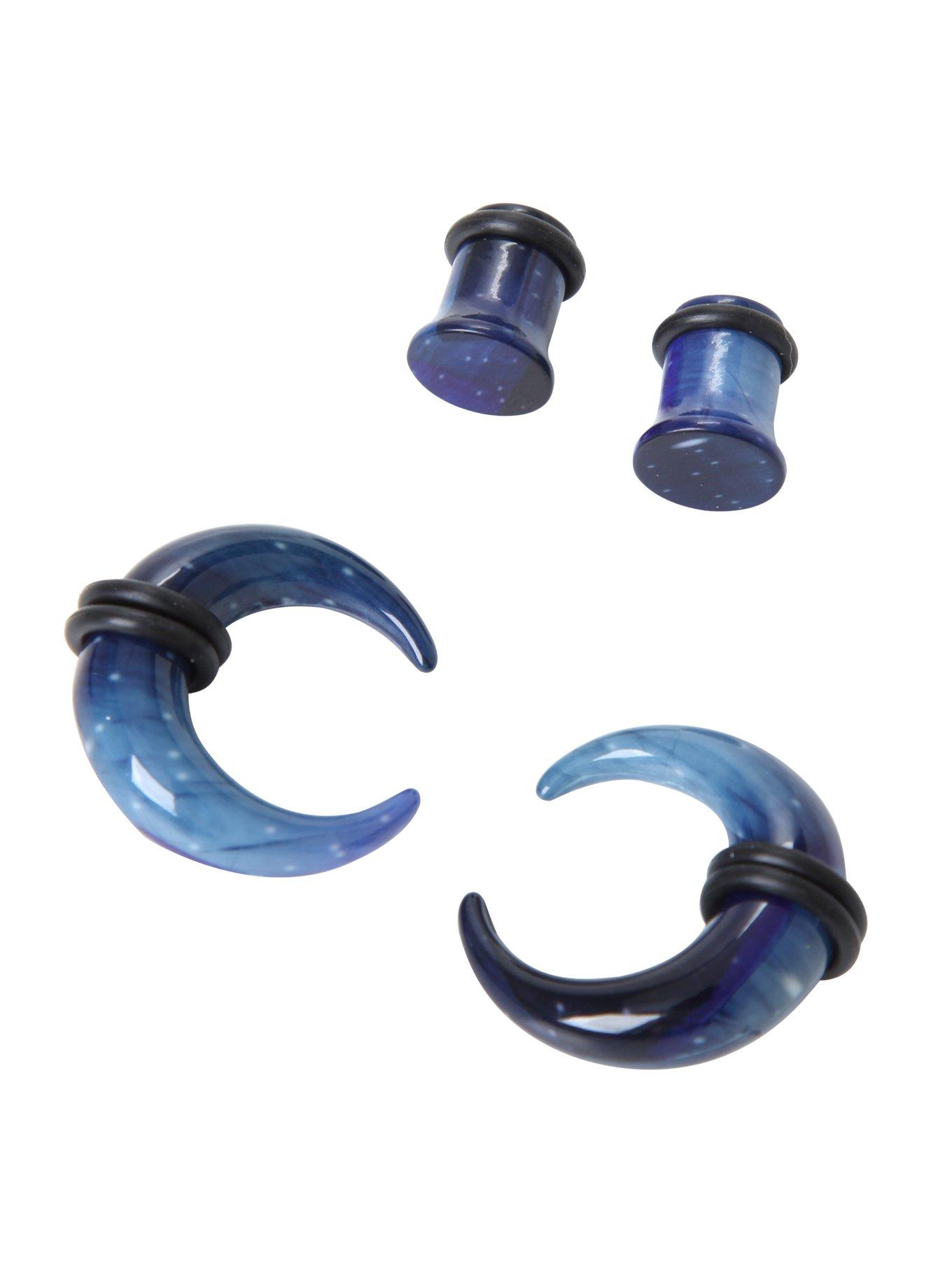 Acrylic Blue Aurora Pincher & Plug 4 Pack, BLACK, hi-res