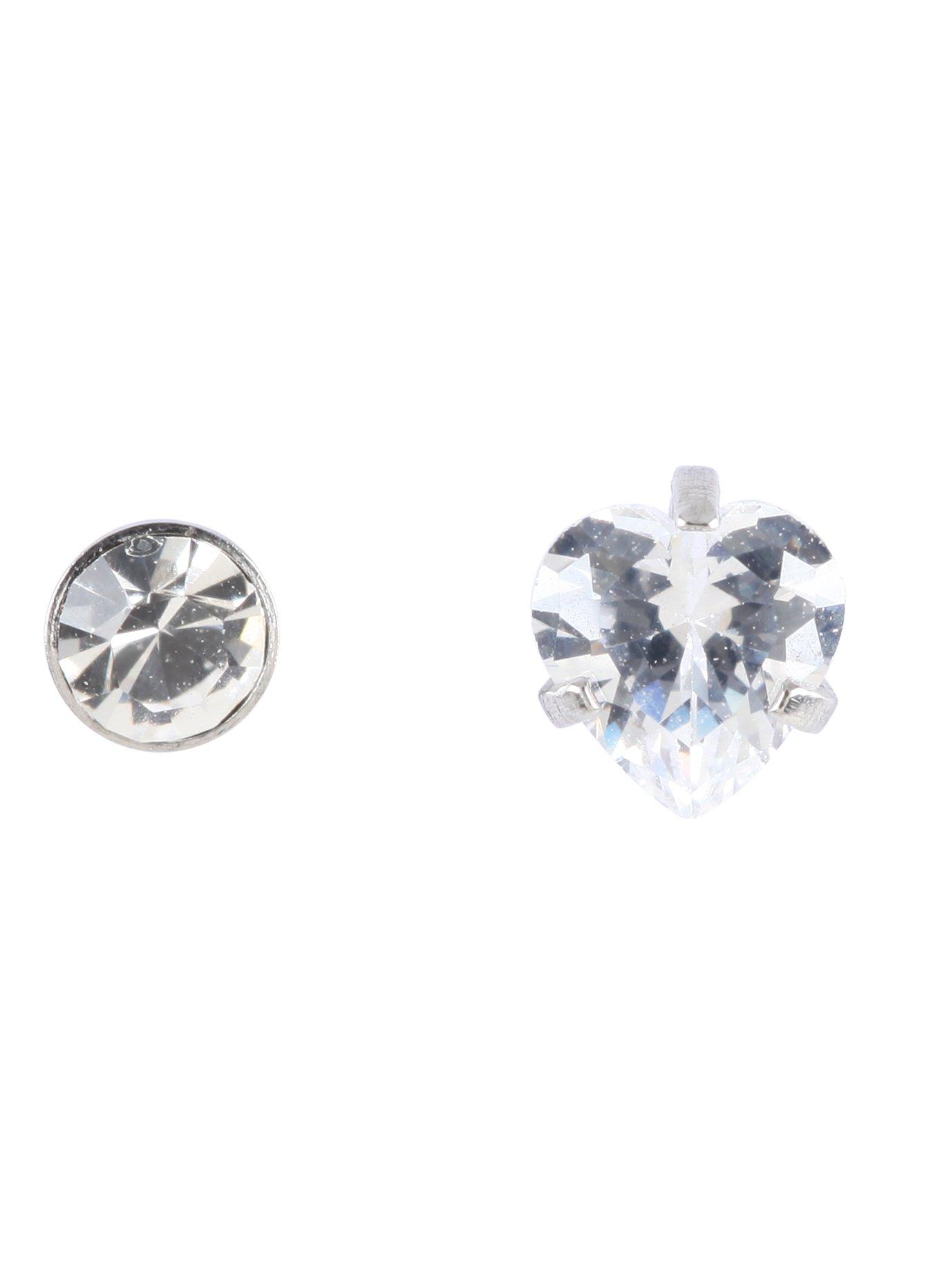 Steel Clear Heart CZ Dermal Top 2 Pack, , hi-res