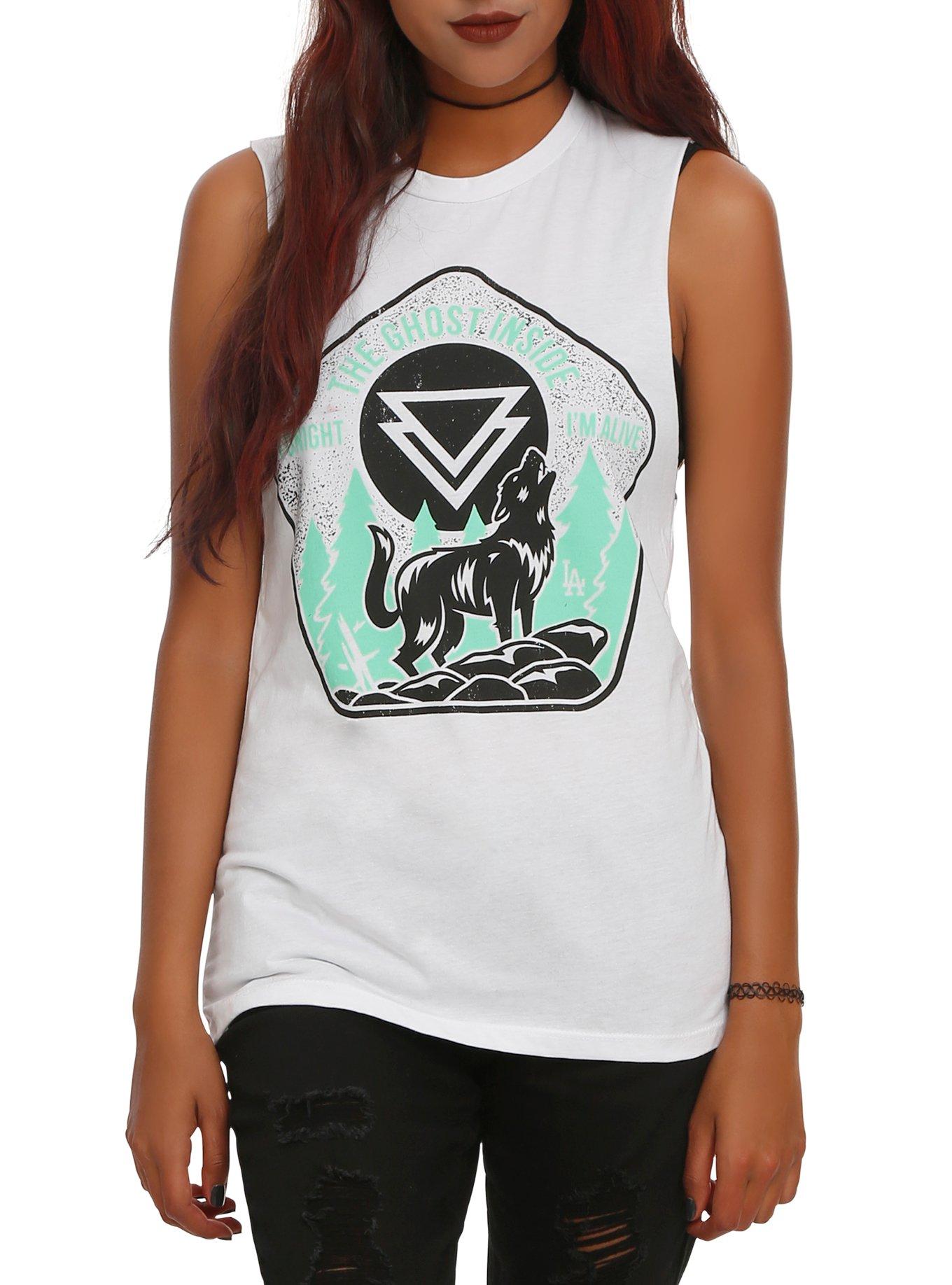 The Ghost Inside Wolf Girls Muscle Top, WHITE, hi-res