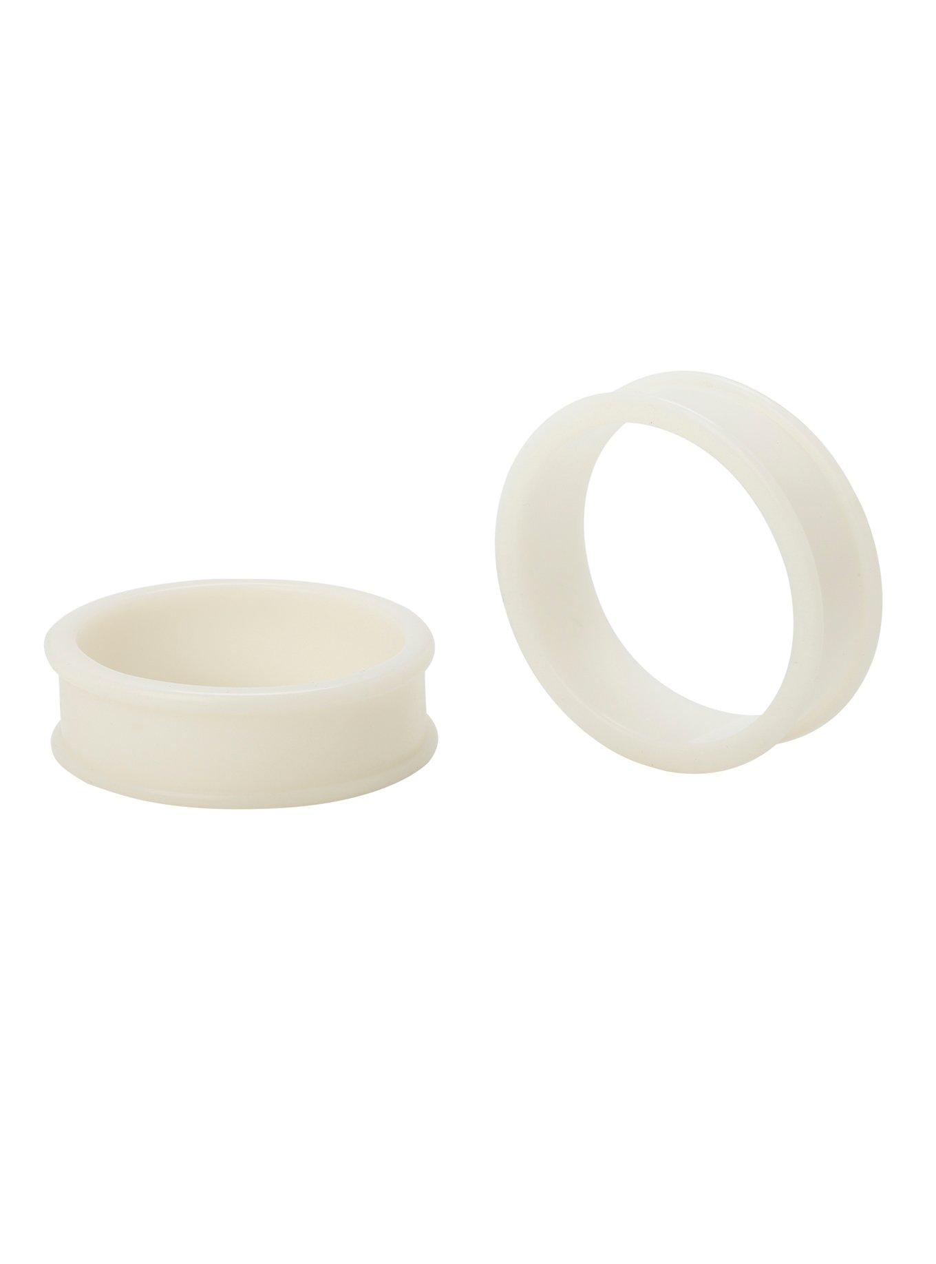 Silicone White Double Flare Tunnel Over 1" Plug 2 Pack, BLACK, hi-res