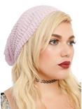 Lilac Knit Slouch Beanie, , hi-res
