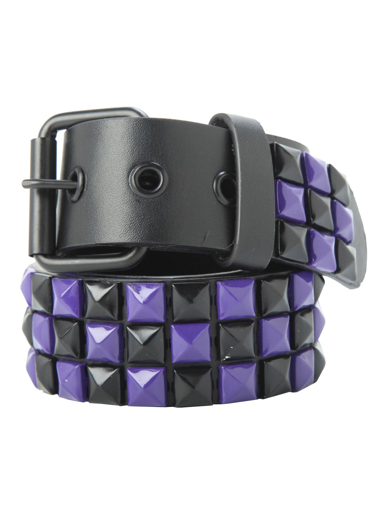 Black & Purple Pyramid Stud Belt | Hot Topic