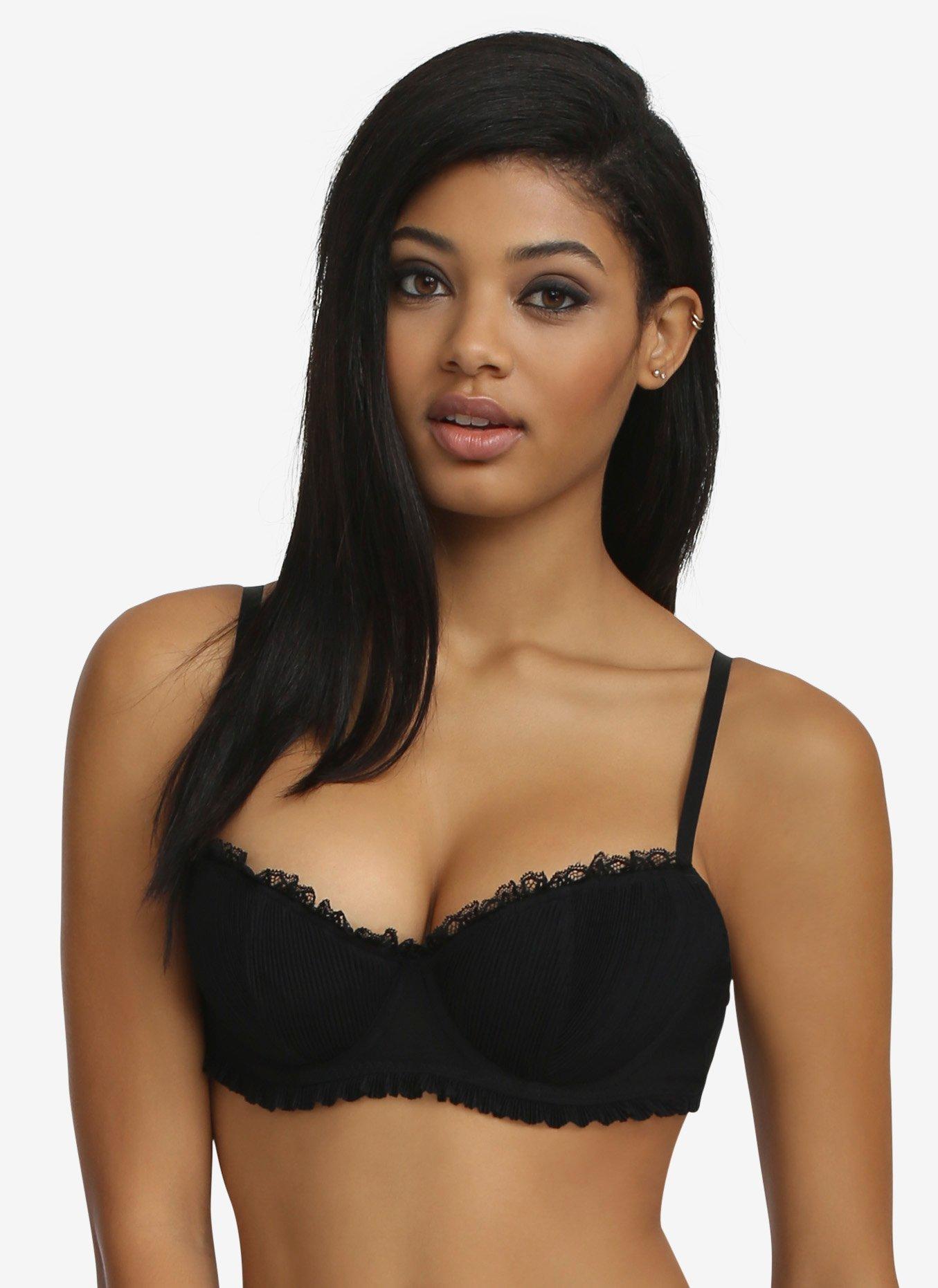 Pleated Bra, BLACK, hi-res